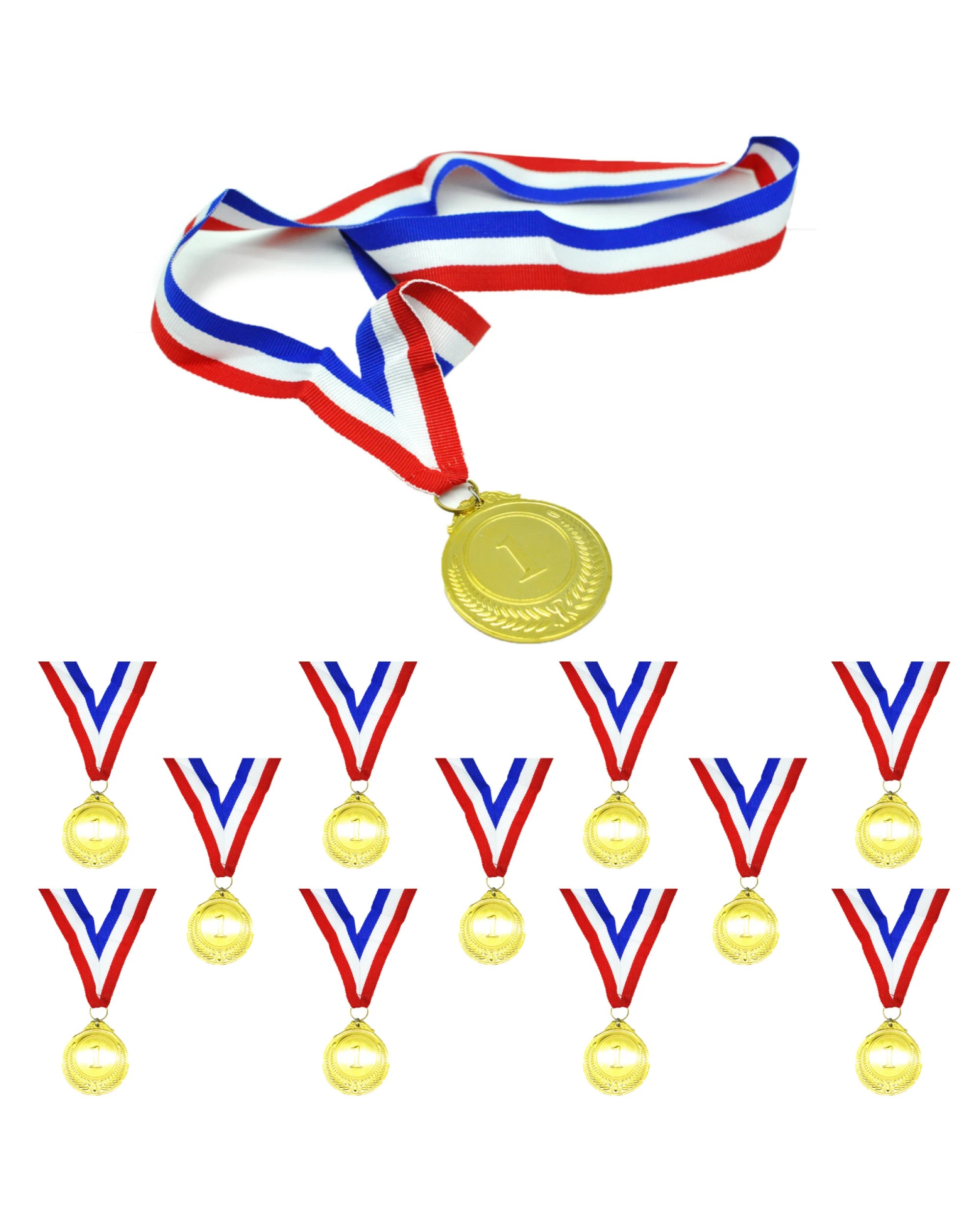 2 BR Costumes Gold Winner Medals with 46cm Ribbon - Set of 12, 2 of 4