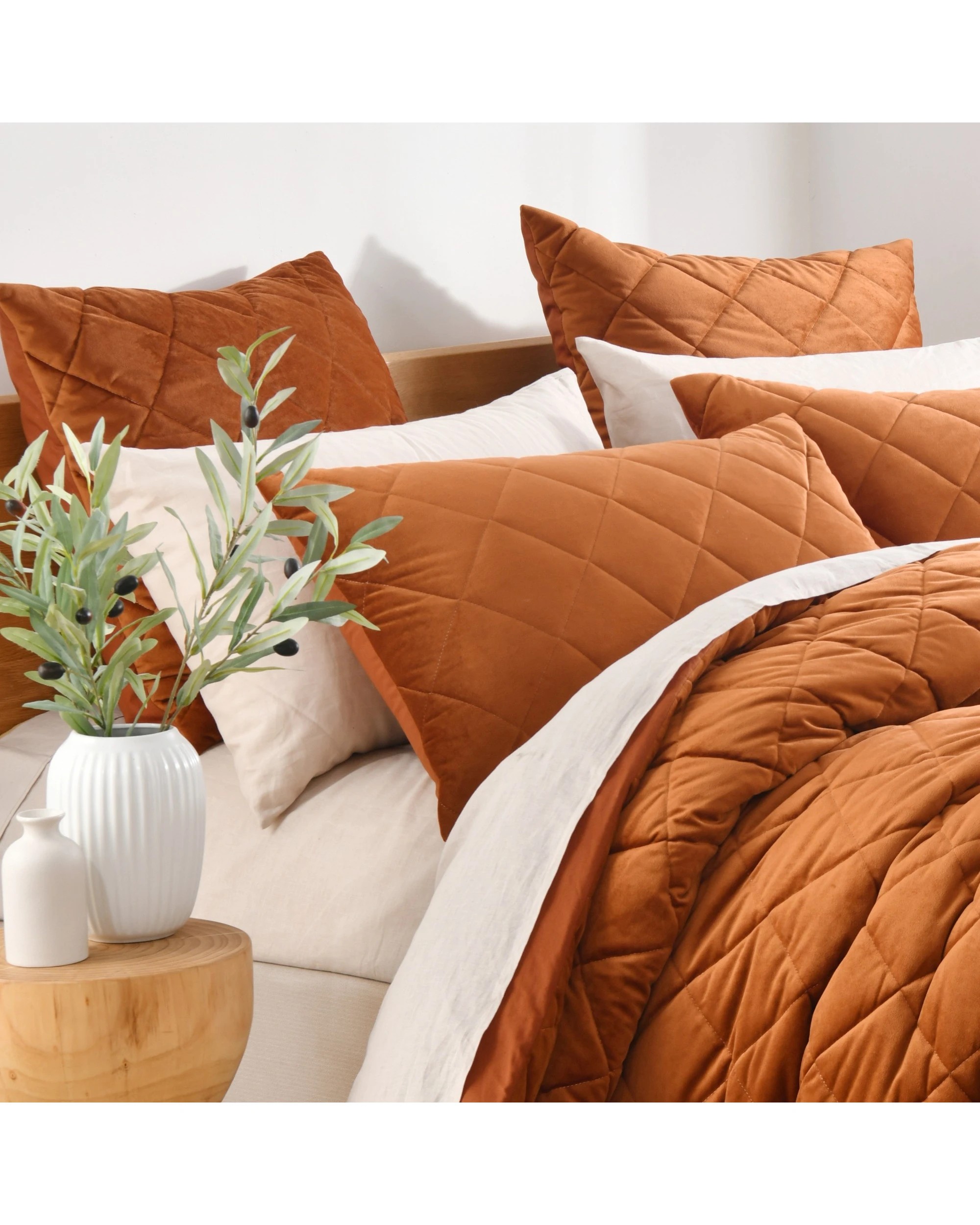 5 Dreamaker Haven Quilted European Pillowcase 65x65cm - Rust, 5 of 6