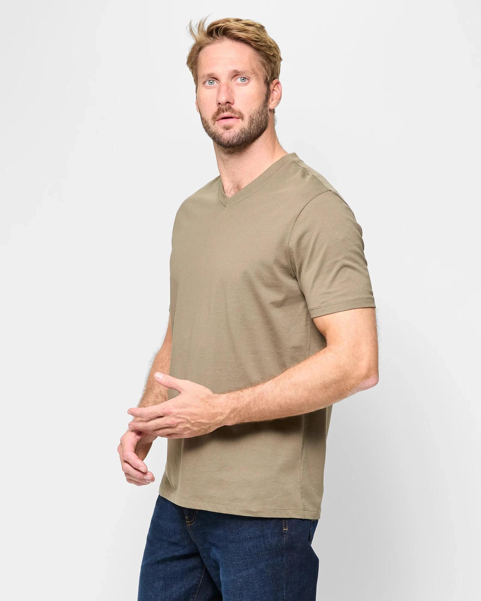 3 Target Australian Cotton V-Neck T-Shirt OLIVE, 3 of 5