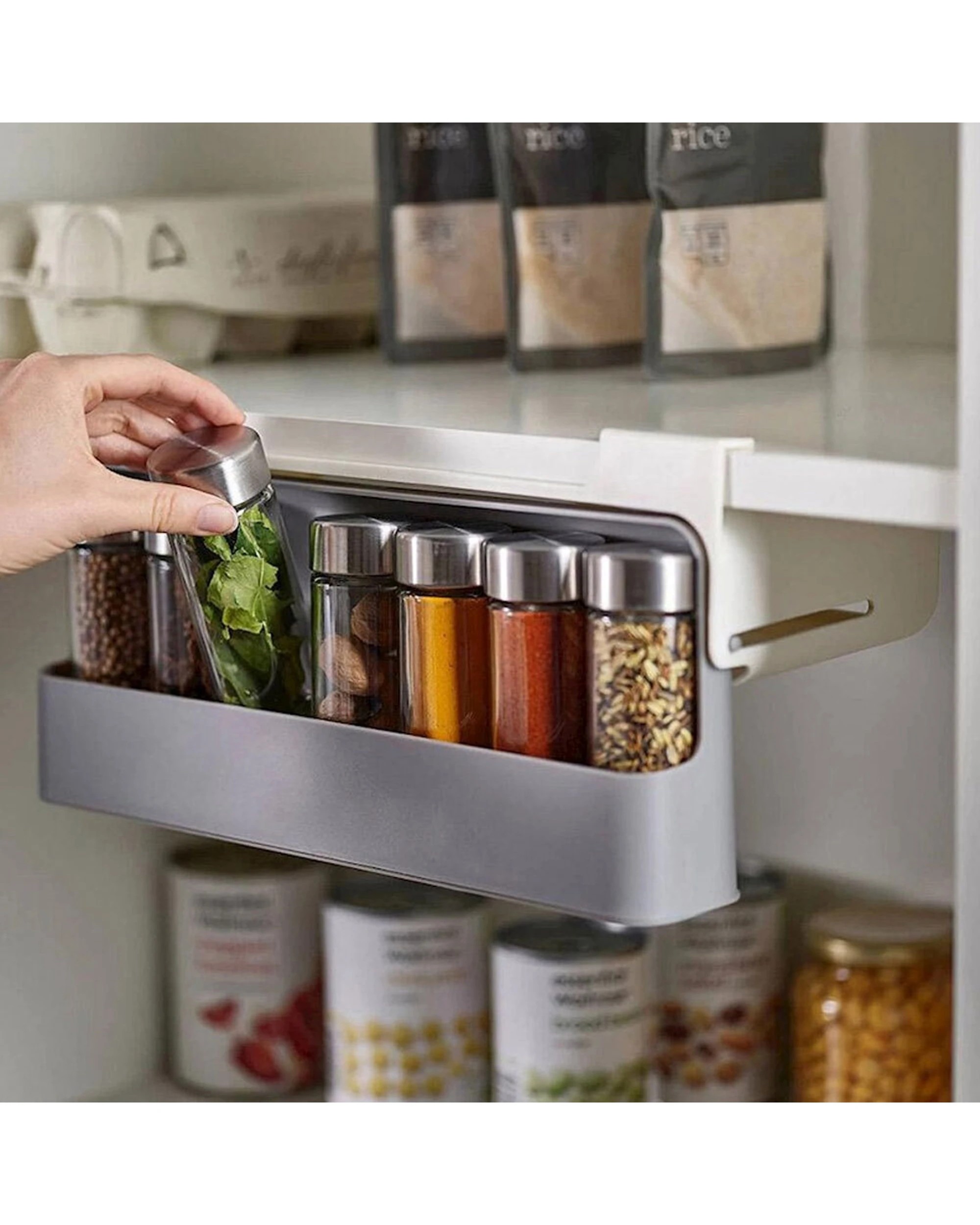 2 Joseph Joseph Cupboard Store Under-Shelf Spice Rack - Grey, 2 of 6