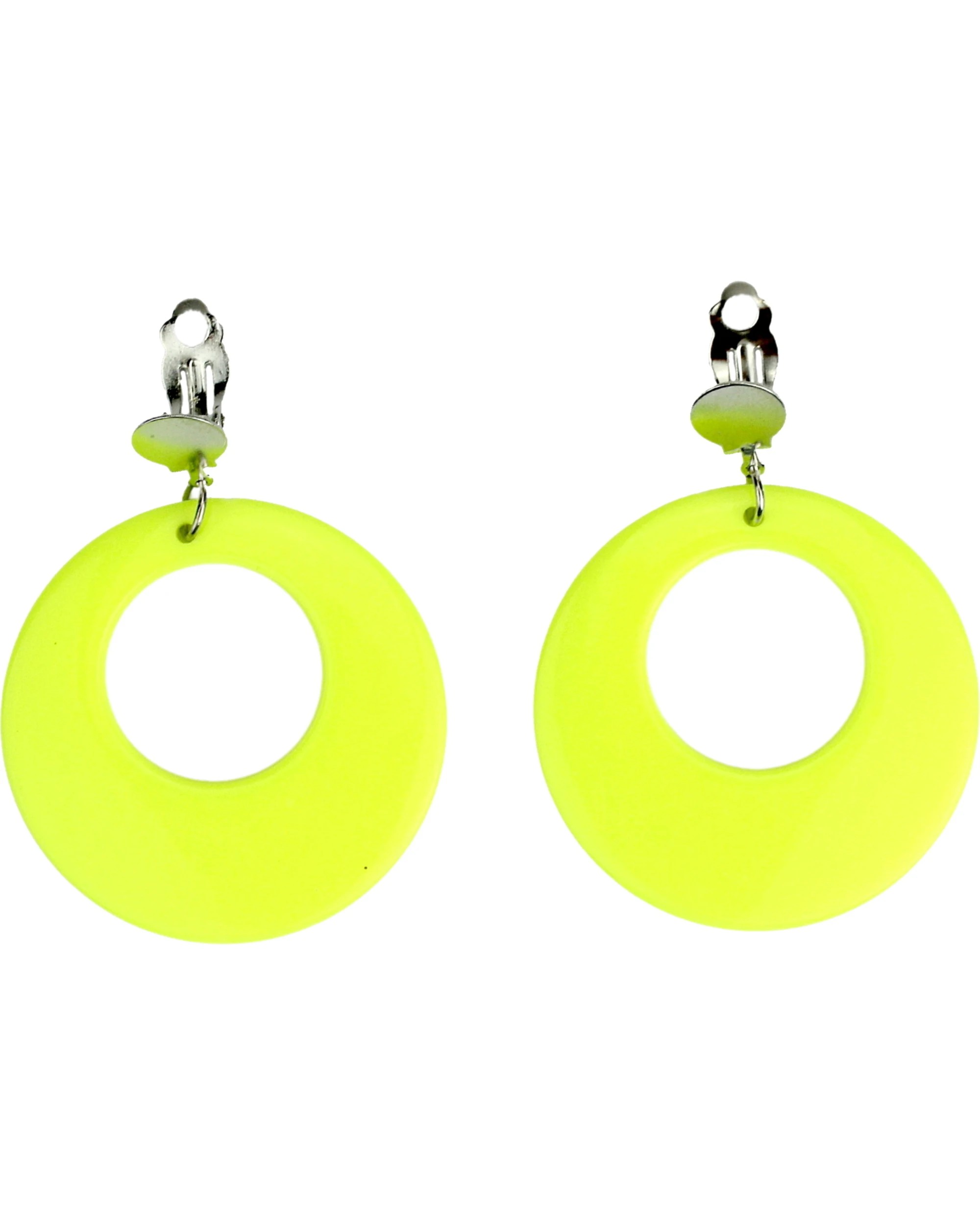 1 Partyrama 80's Neon Clip-on Earrings - Yellow, 1 of 1