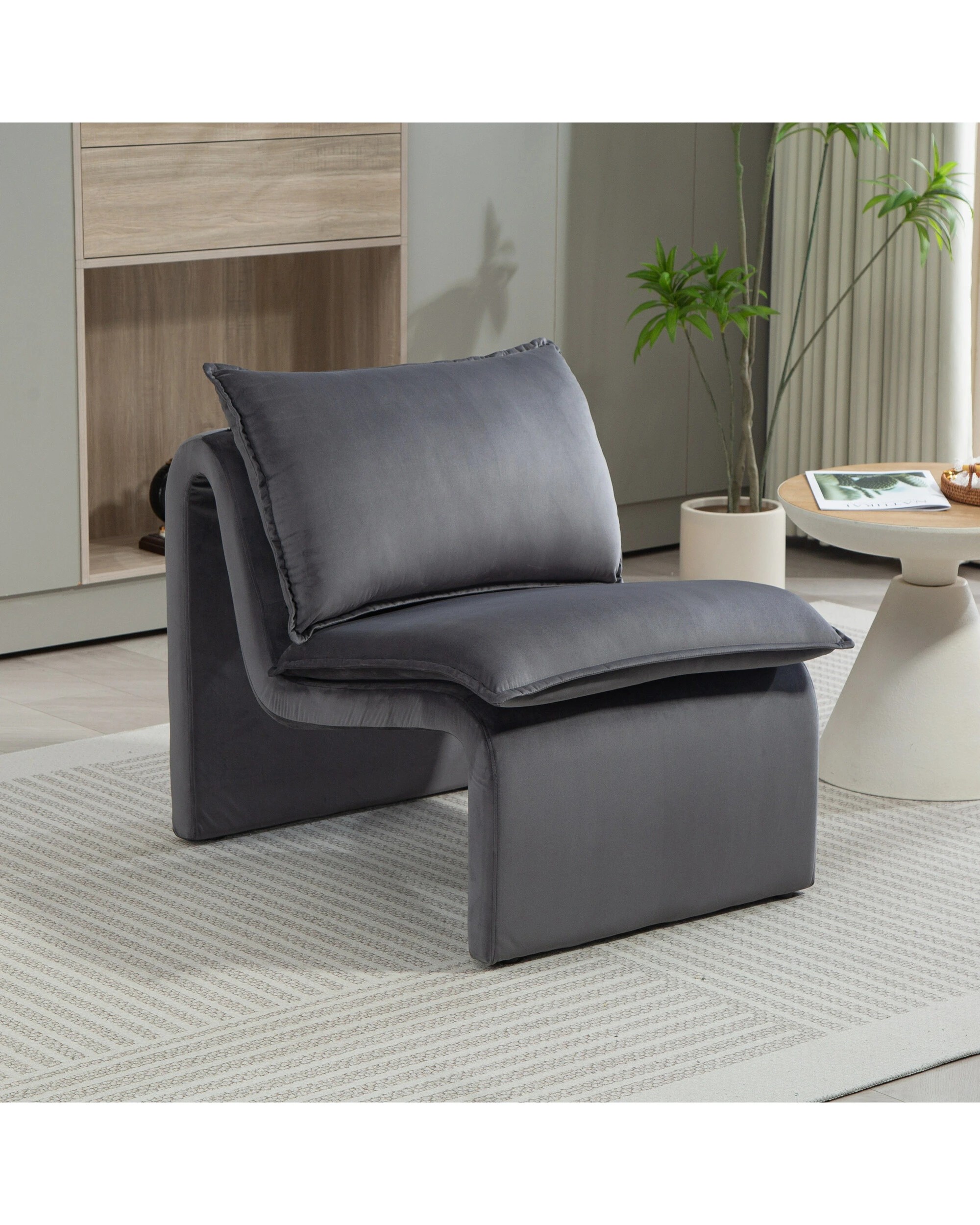 2 IHOMDEC Single Accent Sofa Chair - Grey - Grey, 2 of 10