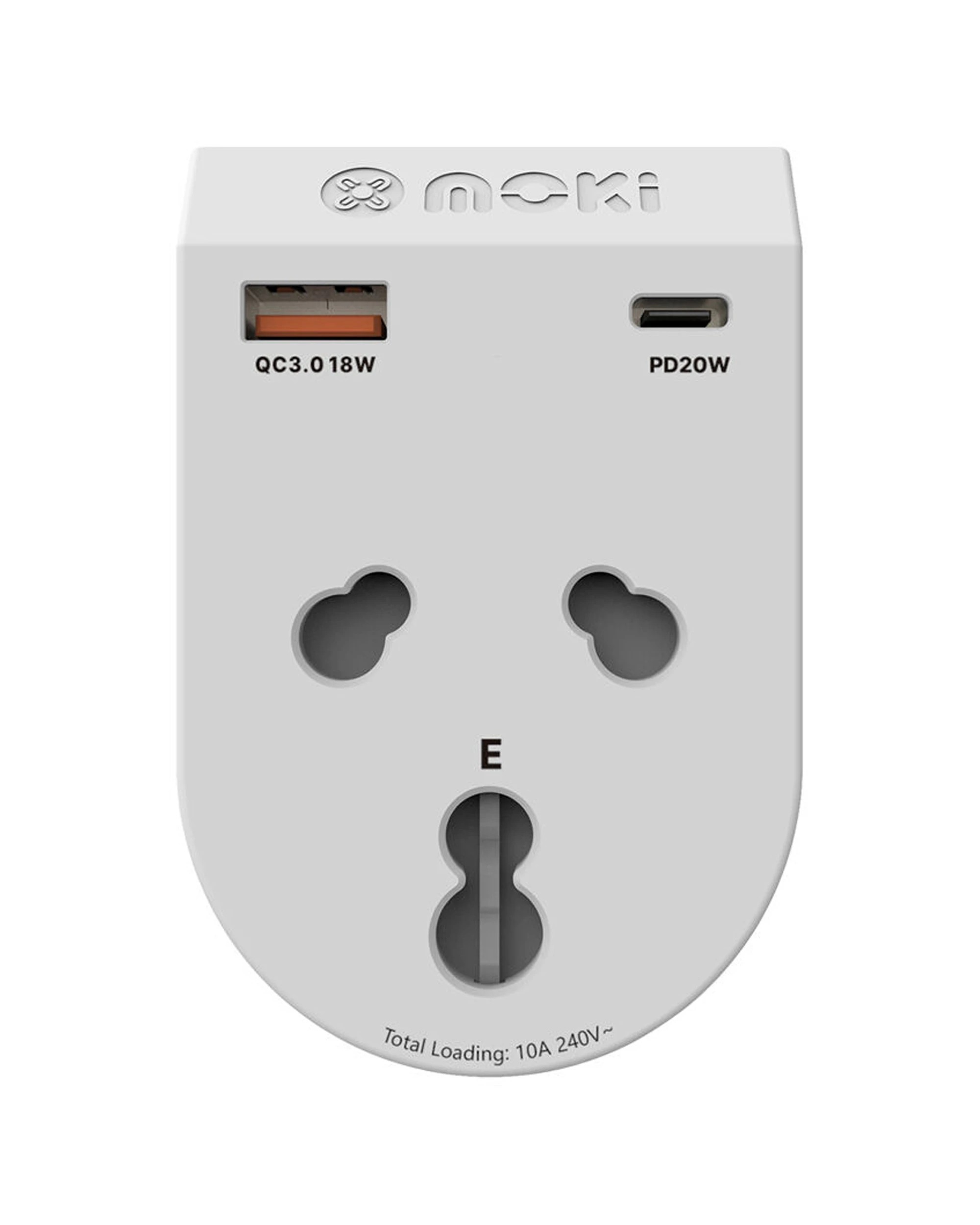 2 Moki Travel Adaptor Plus Inbound India to AU NZ with Type-C and USB-A - White, 2 of 3