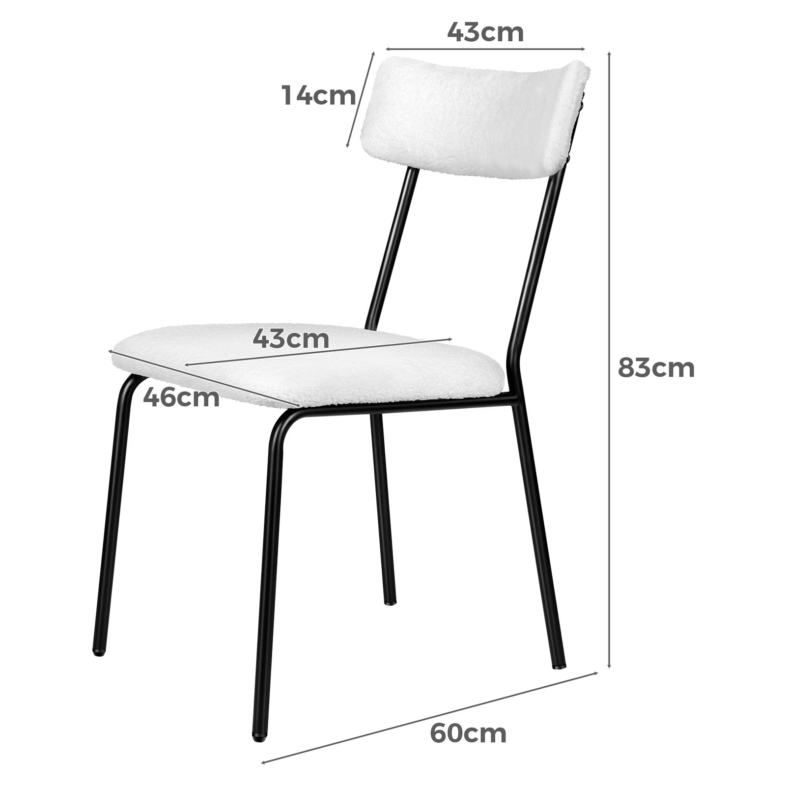 6 Alfordson 4x Dining Chairs Accent Kitchen Lounge Rectangular Back Sherpa - White, 6 of 9