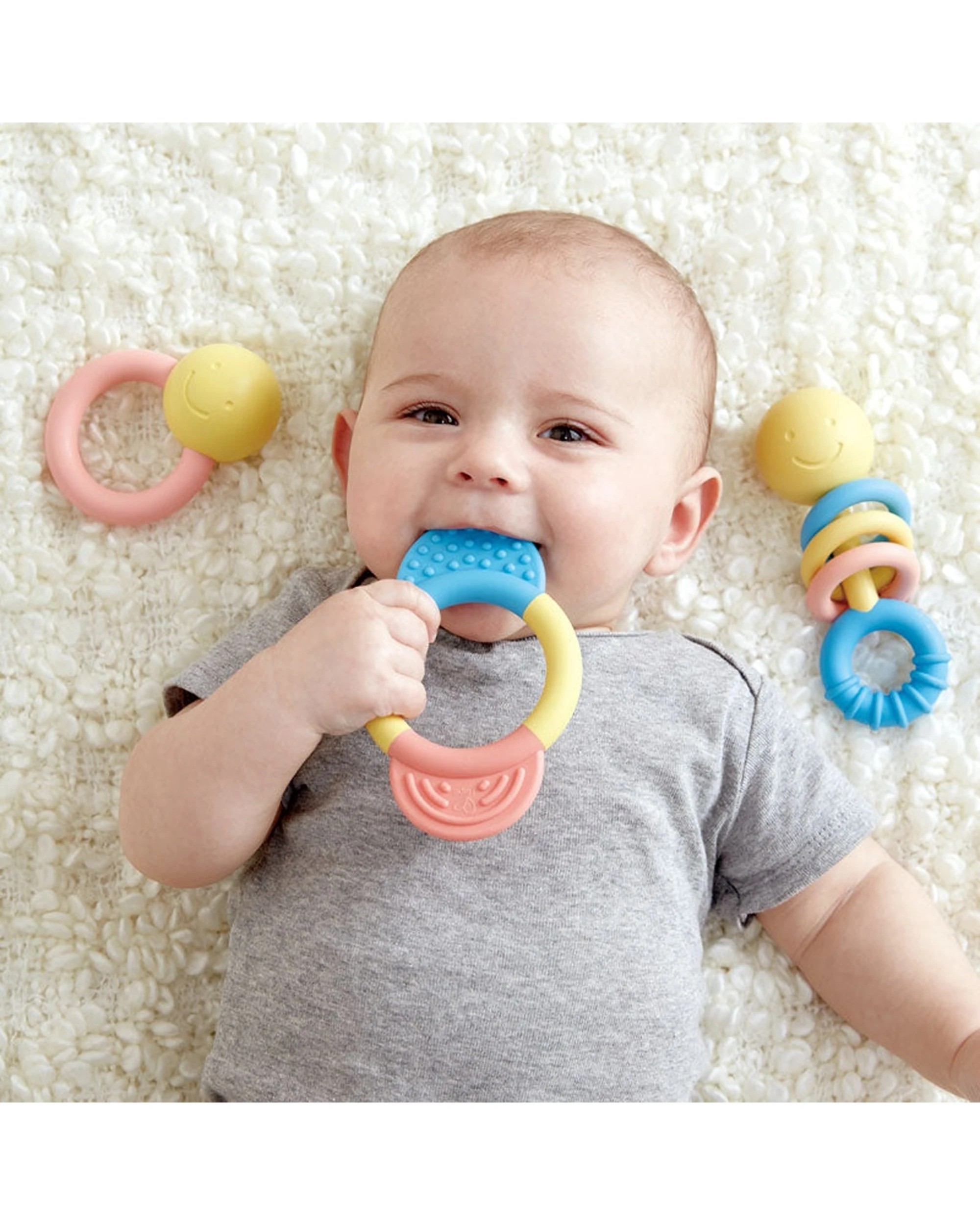 3 Hape Rattle & Teether Collection Rice-Based Sensory Toys For Babies - Multi, 3 of 4