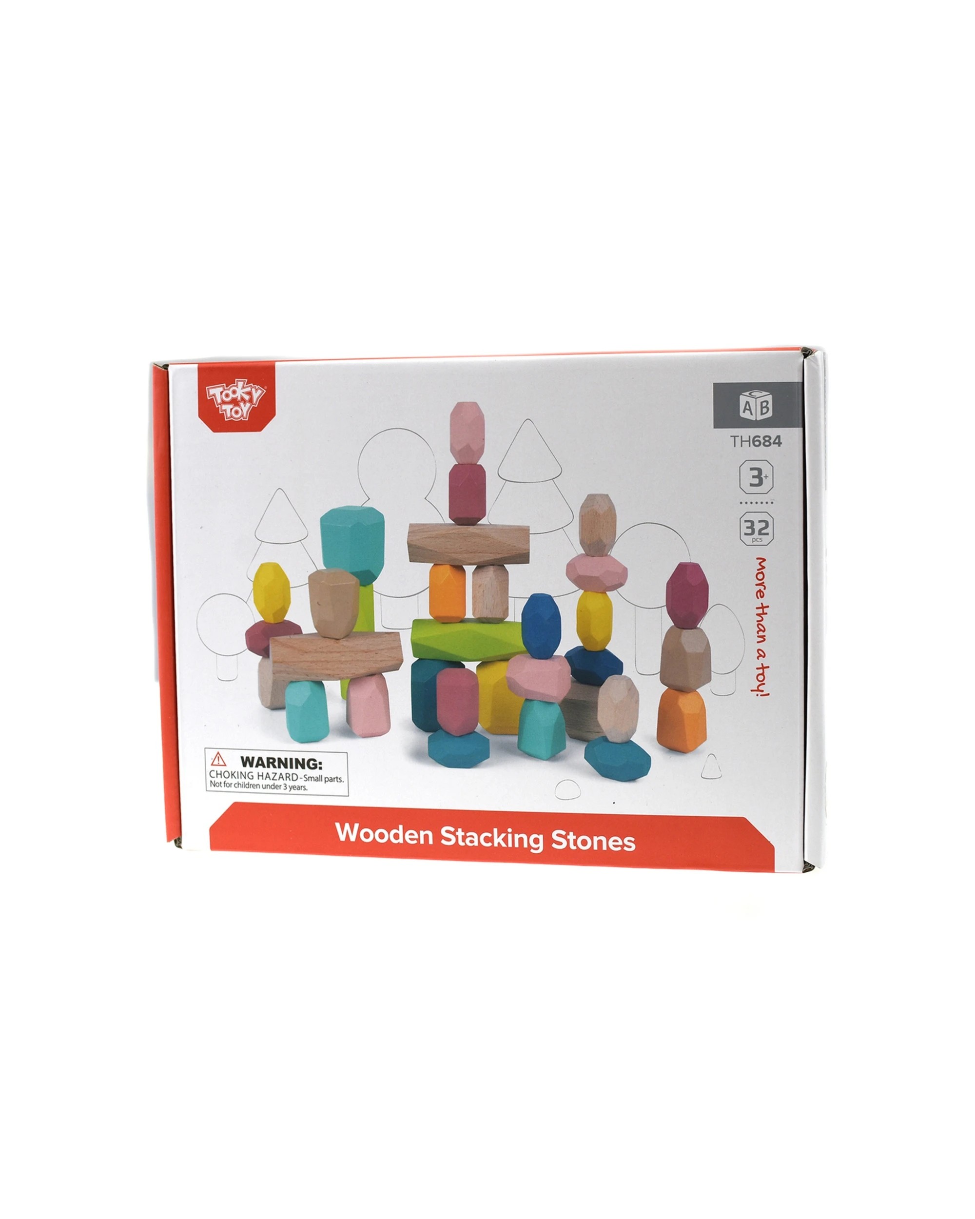 2 Tooky Toy 32pc Tooky Wooden Stacking Stone Large Building Blocks Kids Fun Learning Toys - Multi, 2 of 7