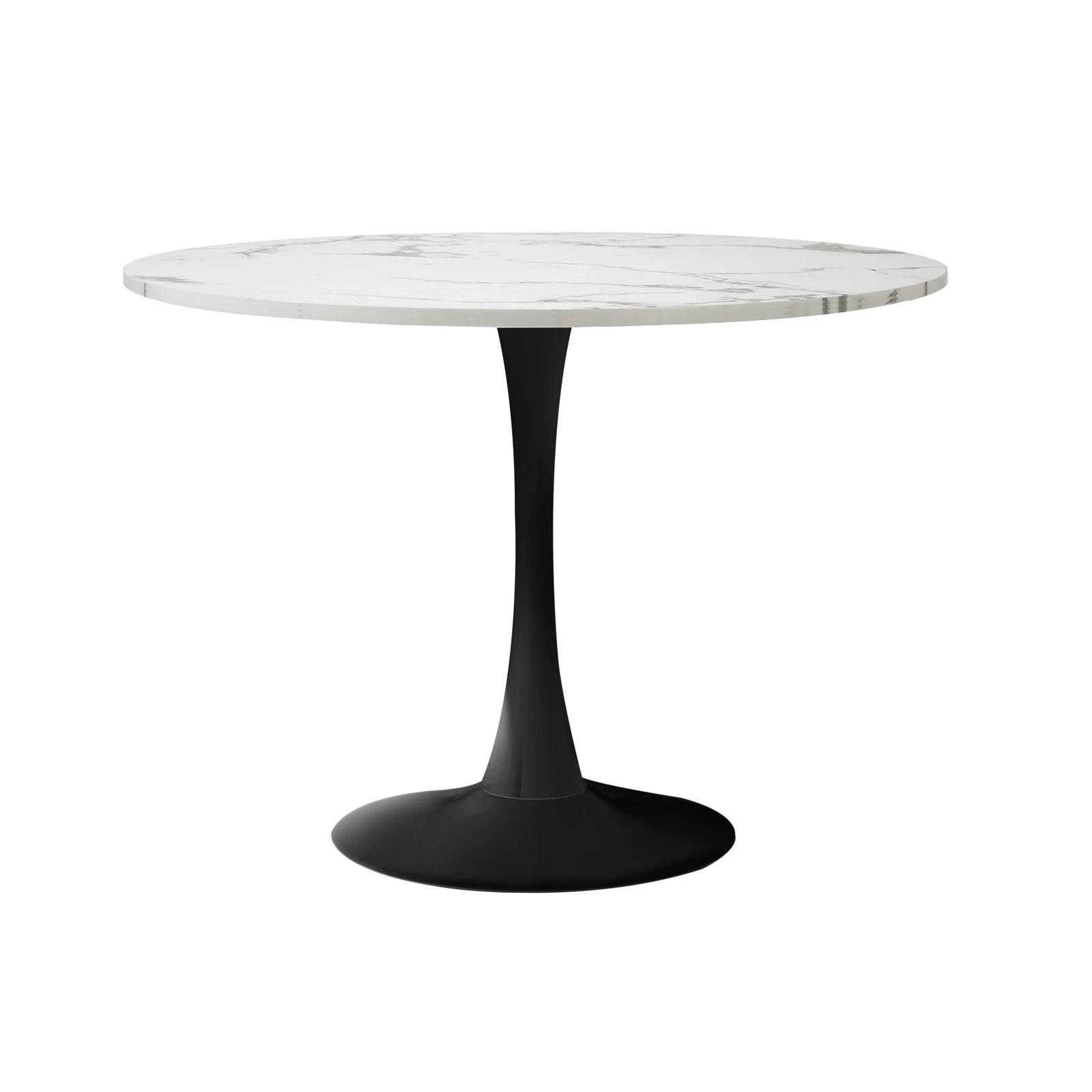 8 Oikiture Dining Table Set 90cm Round Dining Table and Chairs PU Leather -White&Black, 8 of 9