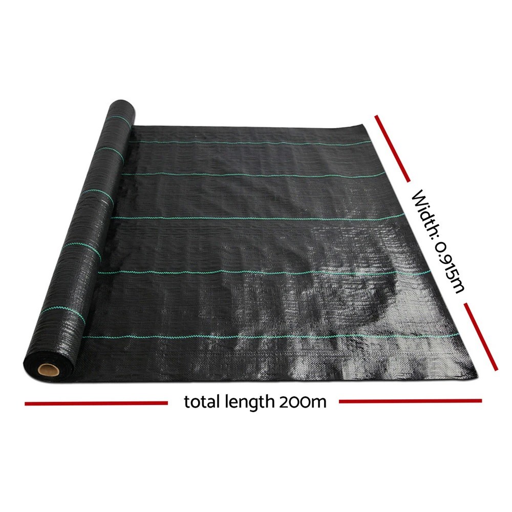 2 Instahut 0.915x200m Weed Mat Weedmat Control - Black, 2 of 6