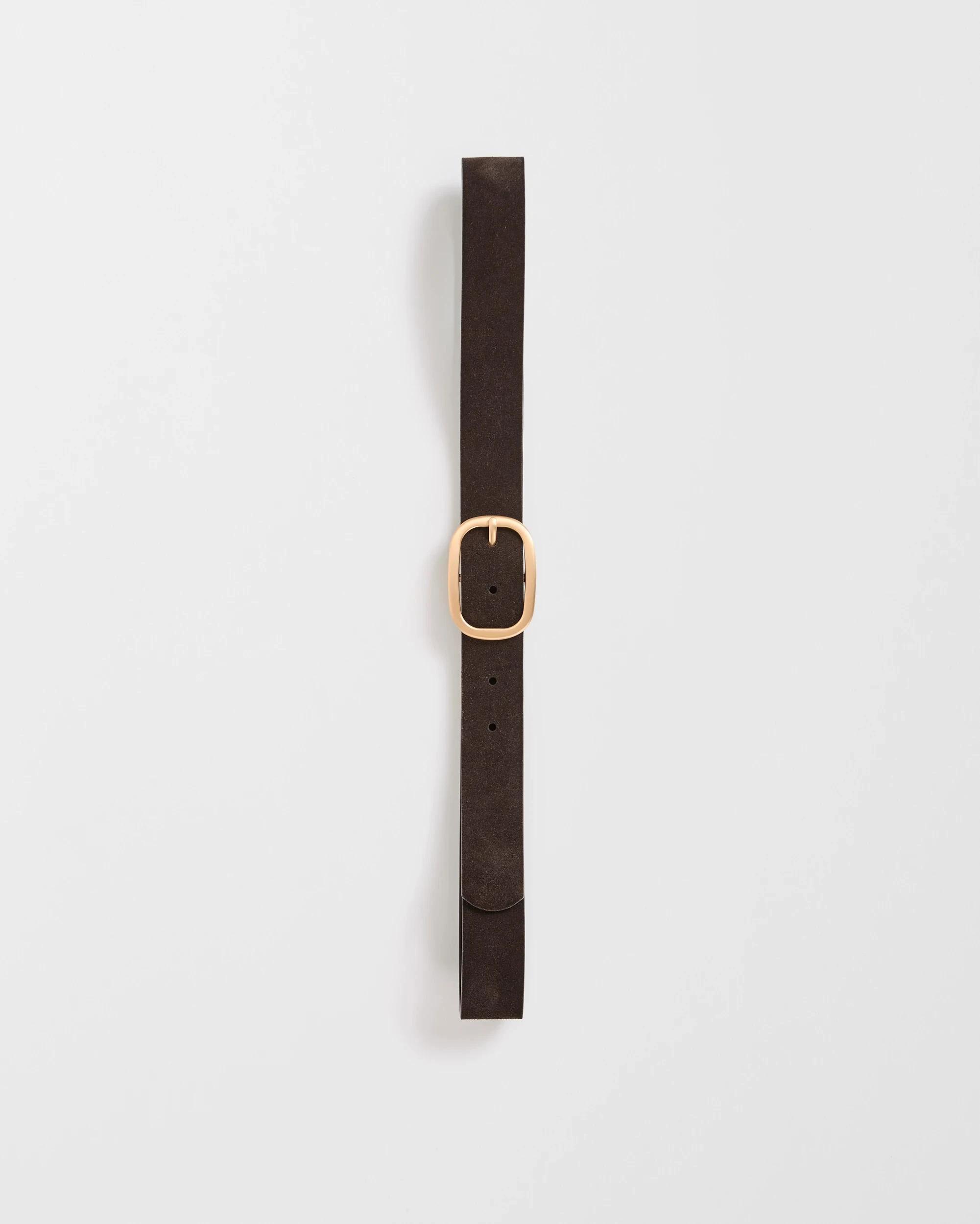 2 Target Woman Genuine Suede Leather Jean Belt CHOCOLATE, 2 of 3