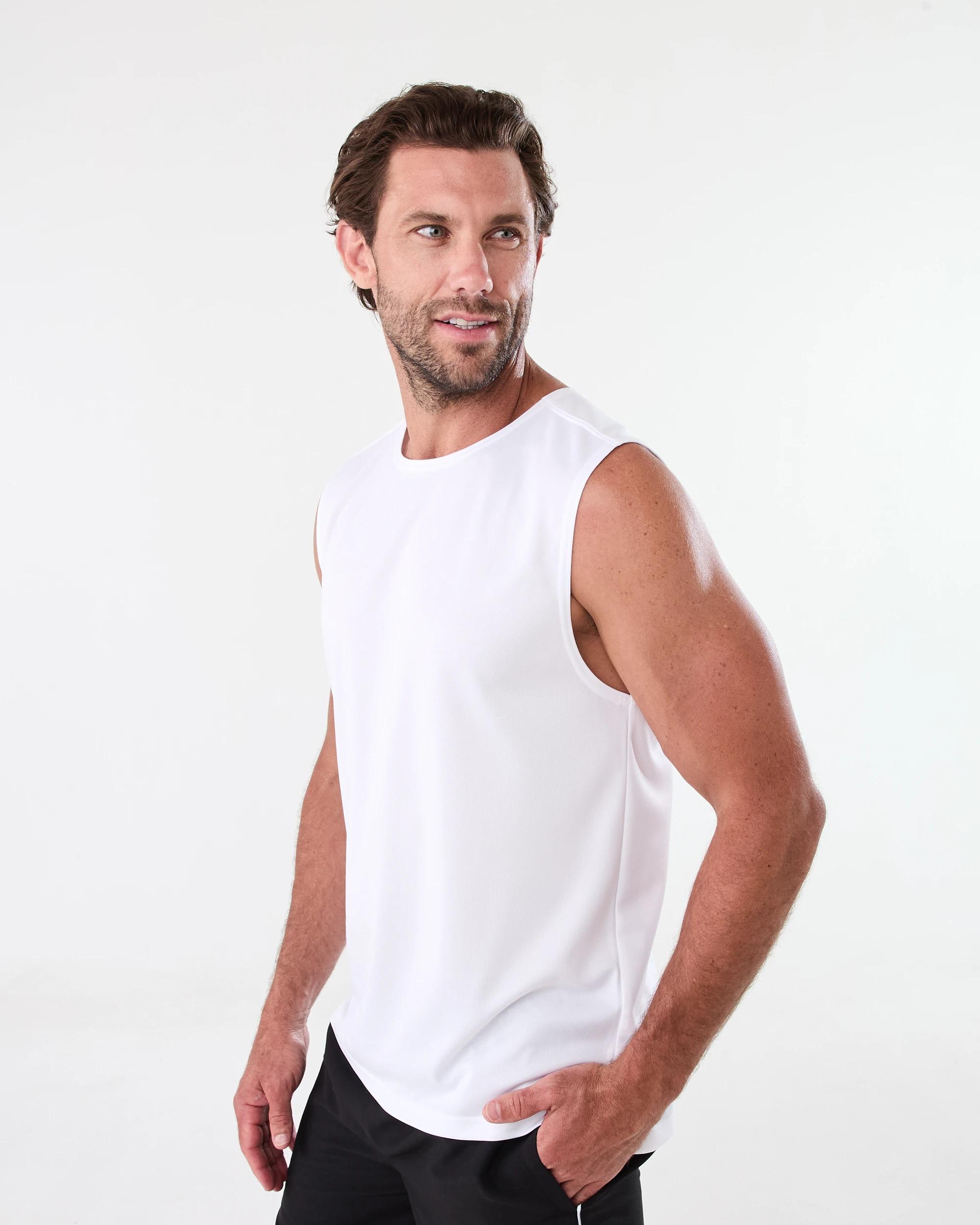 2 Active Mens Mesh Muscle White, 2 of 6