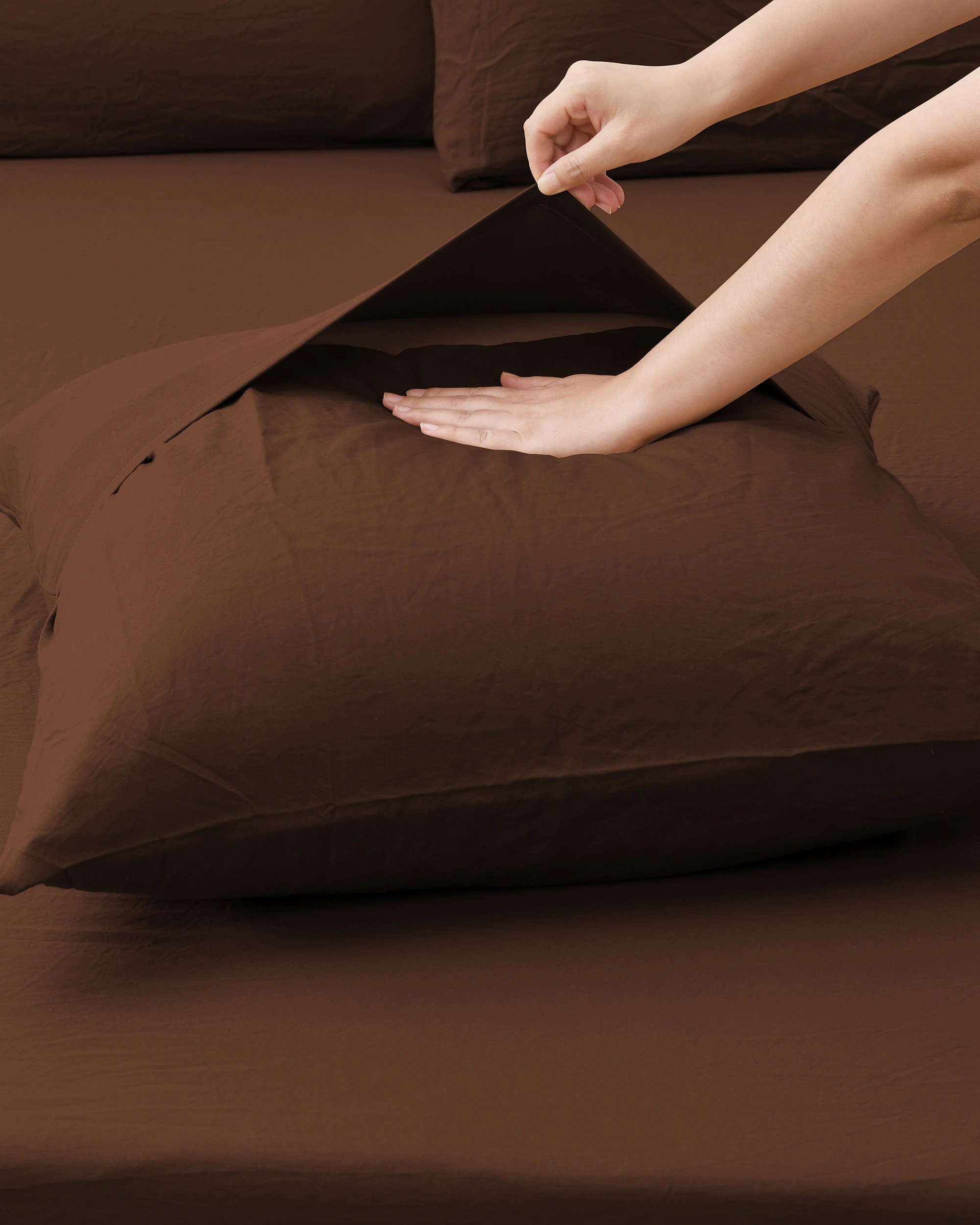 4 Dreamaker Superfine Washed Microfibre European Pillowcase - Chocolate, 4 of 5