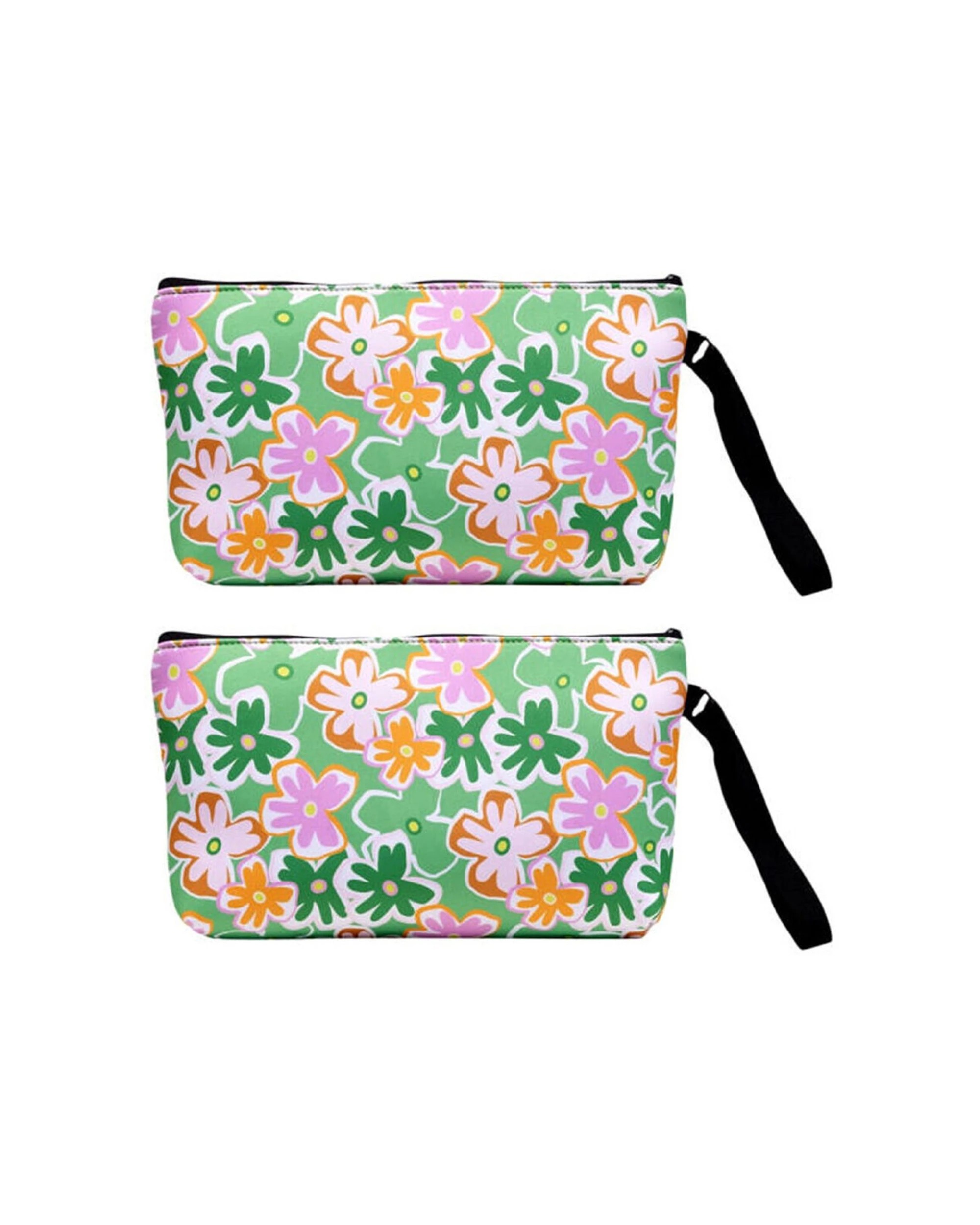 1 Splosh 2PK Summer Pop Neoprene Travel Pouch Makeup Cosmetic Bag 20x31cm - Green, 1 of 4