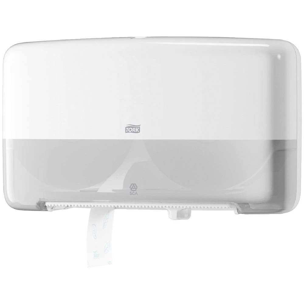 1 Tork T2 Twin Mini Jumbo Roll Toilet Paper Dispenser White, 1 of 1