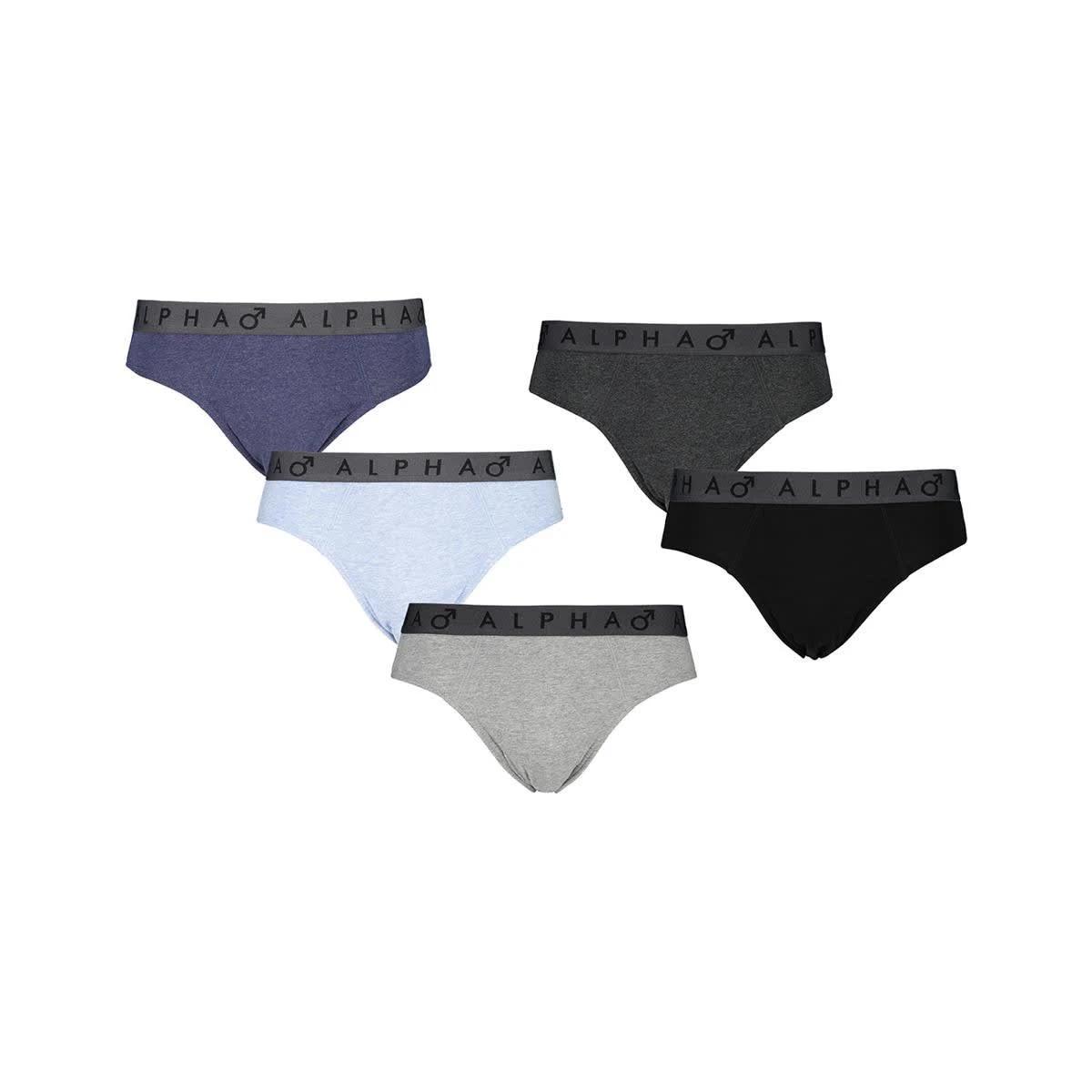 1 5 Pack Attached Elastic Hipster Briefs Mix Marle, 1 of 10
