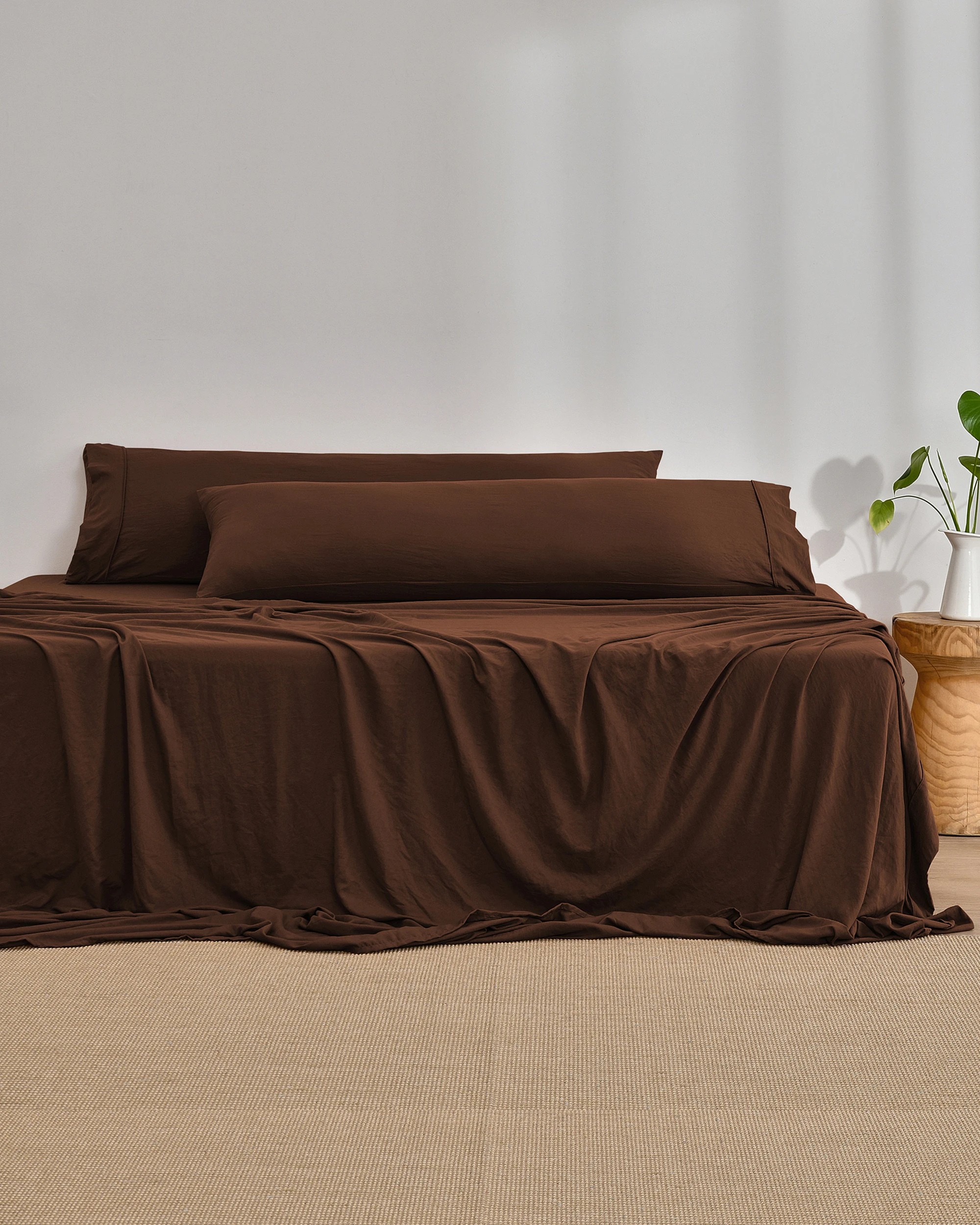 2 Dreamaker Superfine Washed Microfibre Body Pillowcase Twin Pack - Chocolate, 2 of 5