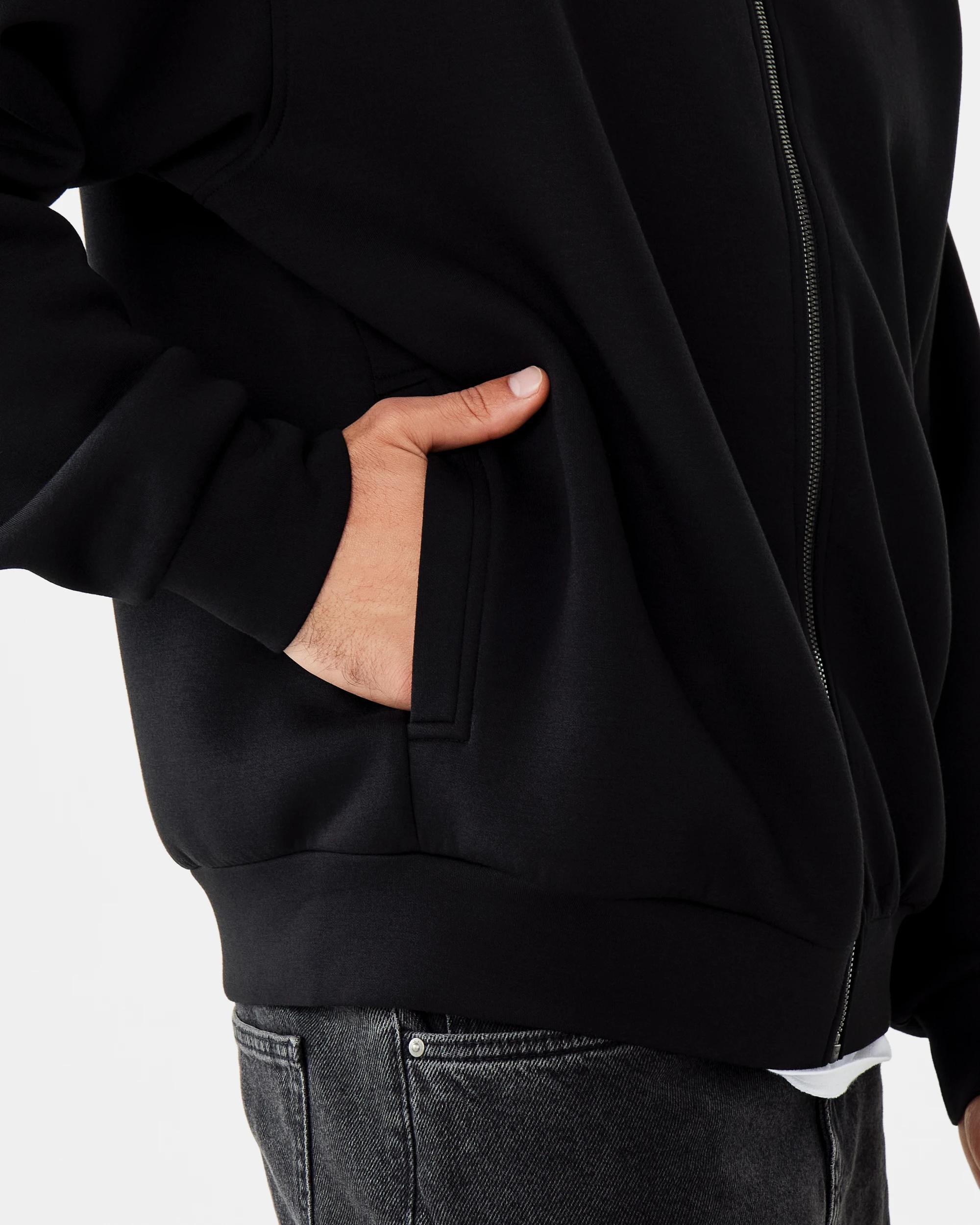 8 Scuba Funnel Neck Zip Through Sweatshirt Black, 8 of 10