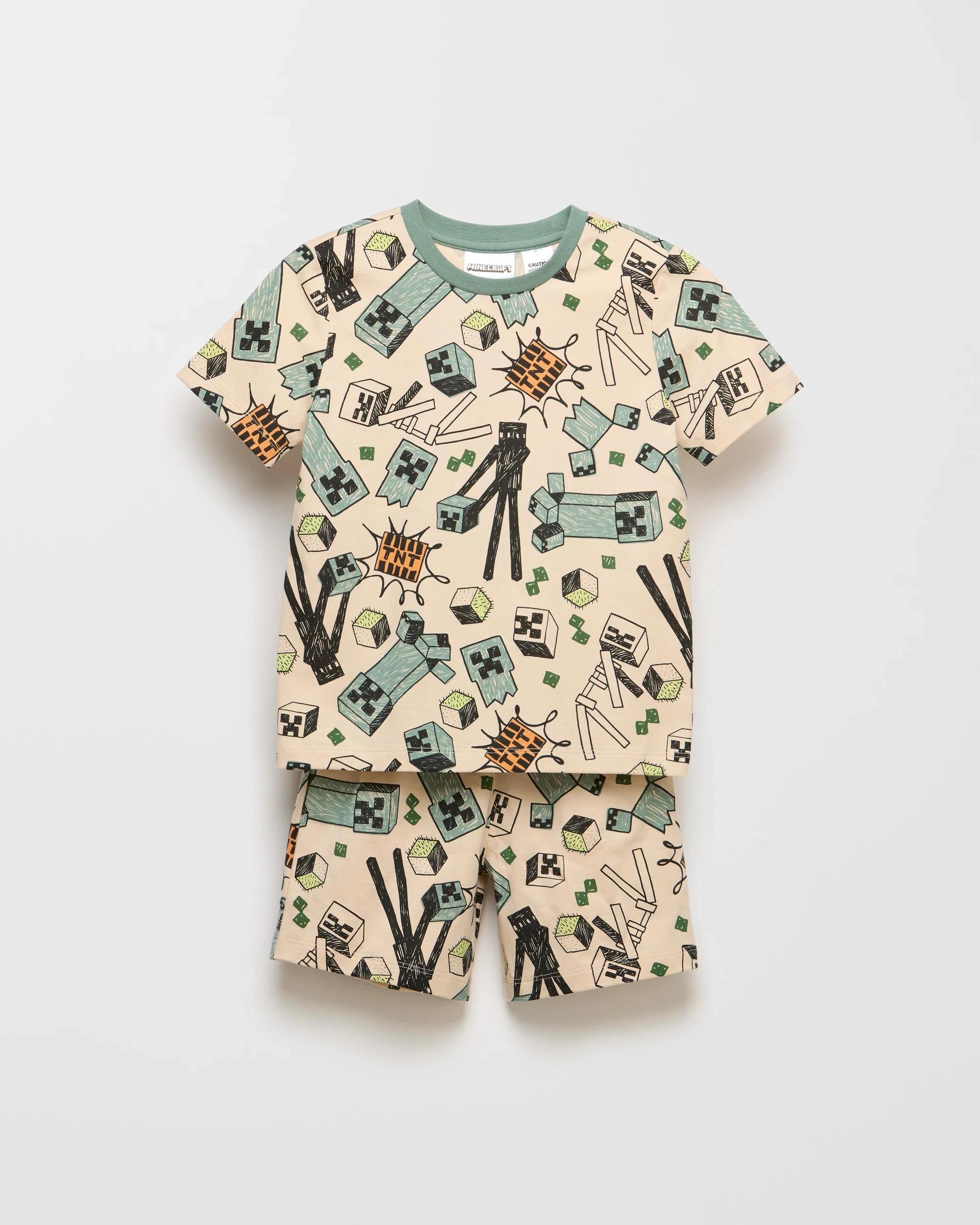 2 Minecraft Australian Cotton Younger Boys 2 Pack Short Pyjama Set MULTI, 2 of 4