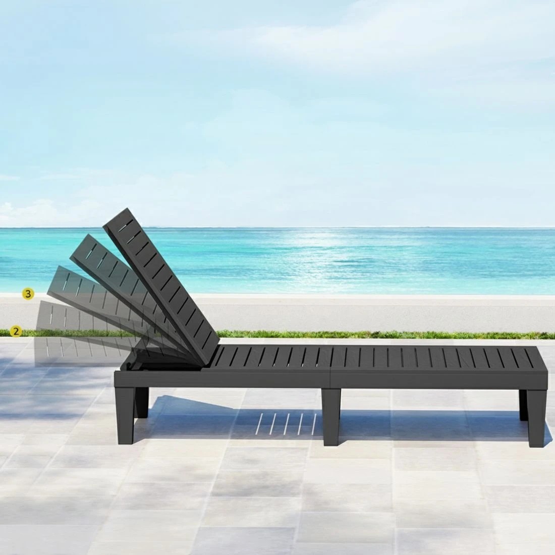 4 Gardeon Sun Lounge Adjustable Recliner Patio Outdoor Furniture Lightweight - Black, 4 of 5