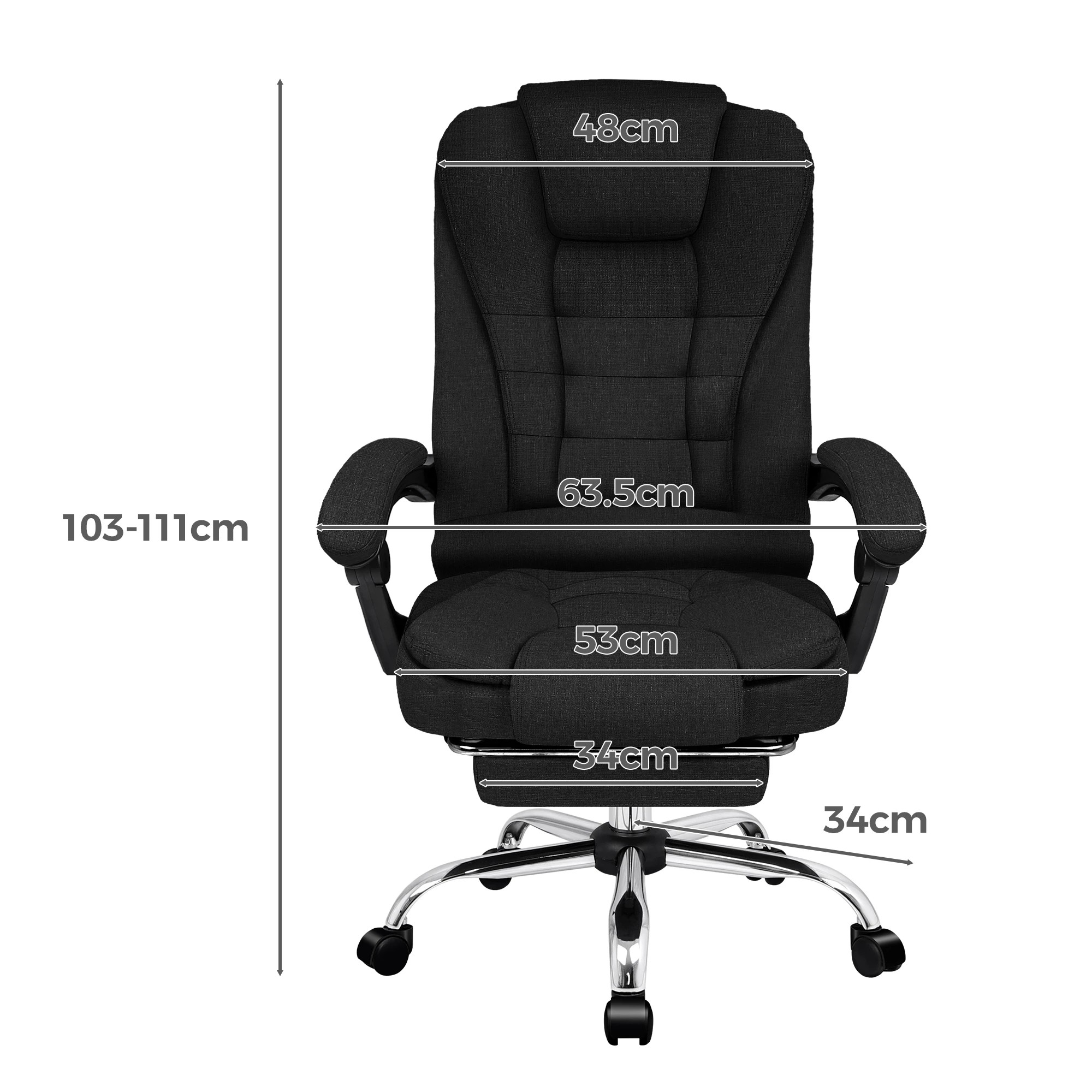3 Alfordson Office Chair Massage Heated Seat Fabric - Black, 3 of 10