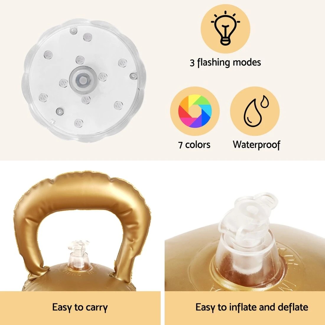 6 Jingle Jollys Christmas Inflatable Ball 60cm Led Illuminated Snowman Xmas Decor - Gold, 6 of 6