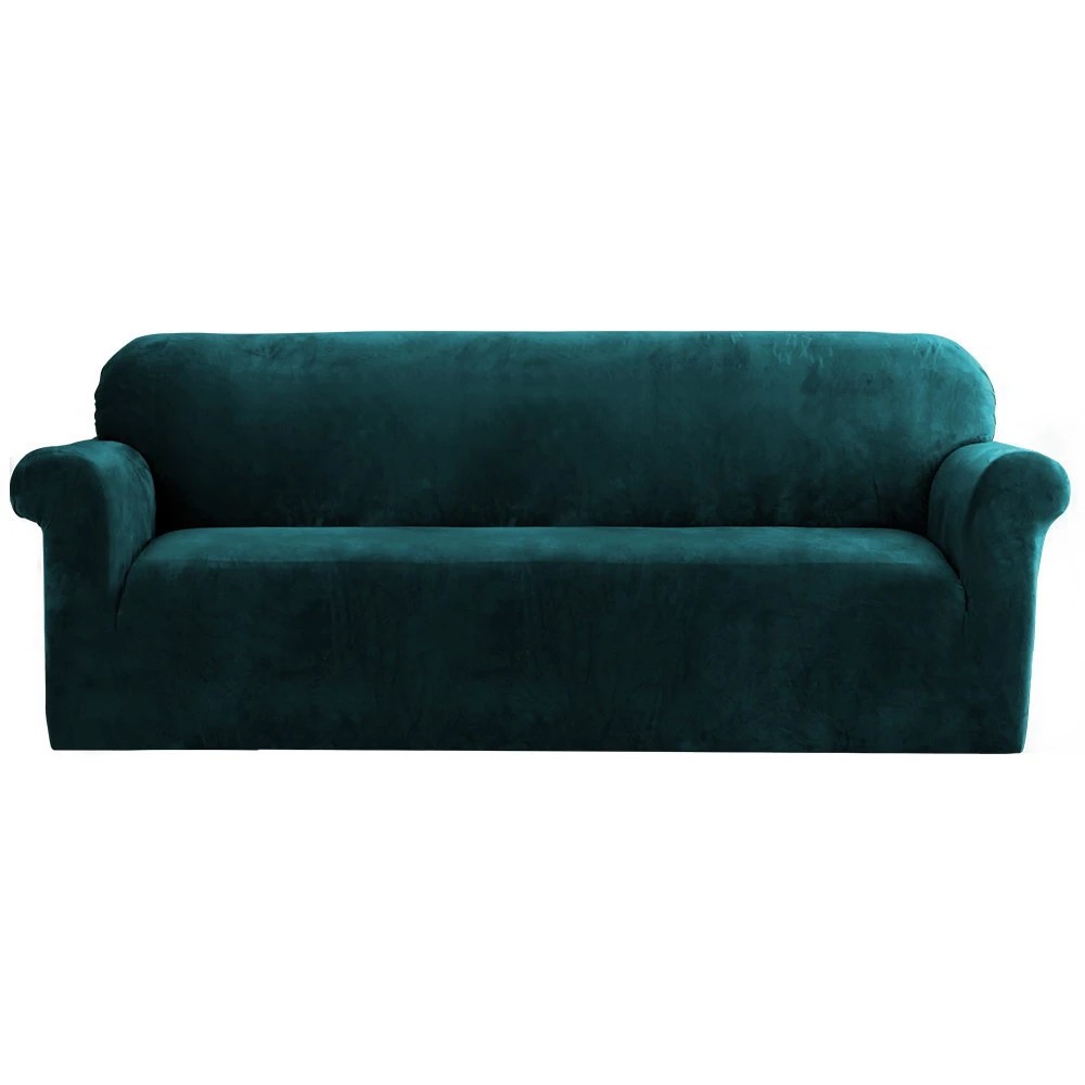 1 Artiss Sofa Cover Couch Covers 4 Seater Velvet Agate - Green, 1 of 6