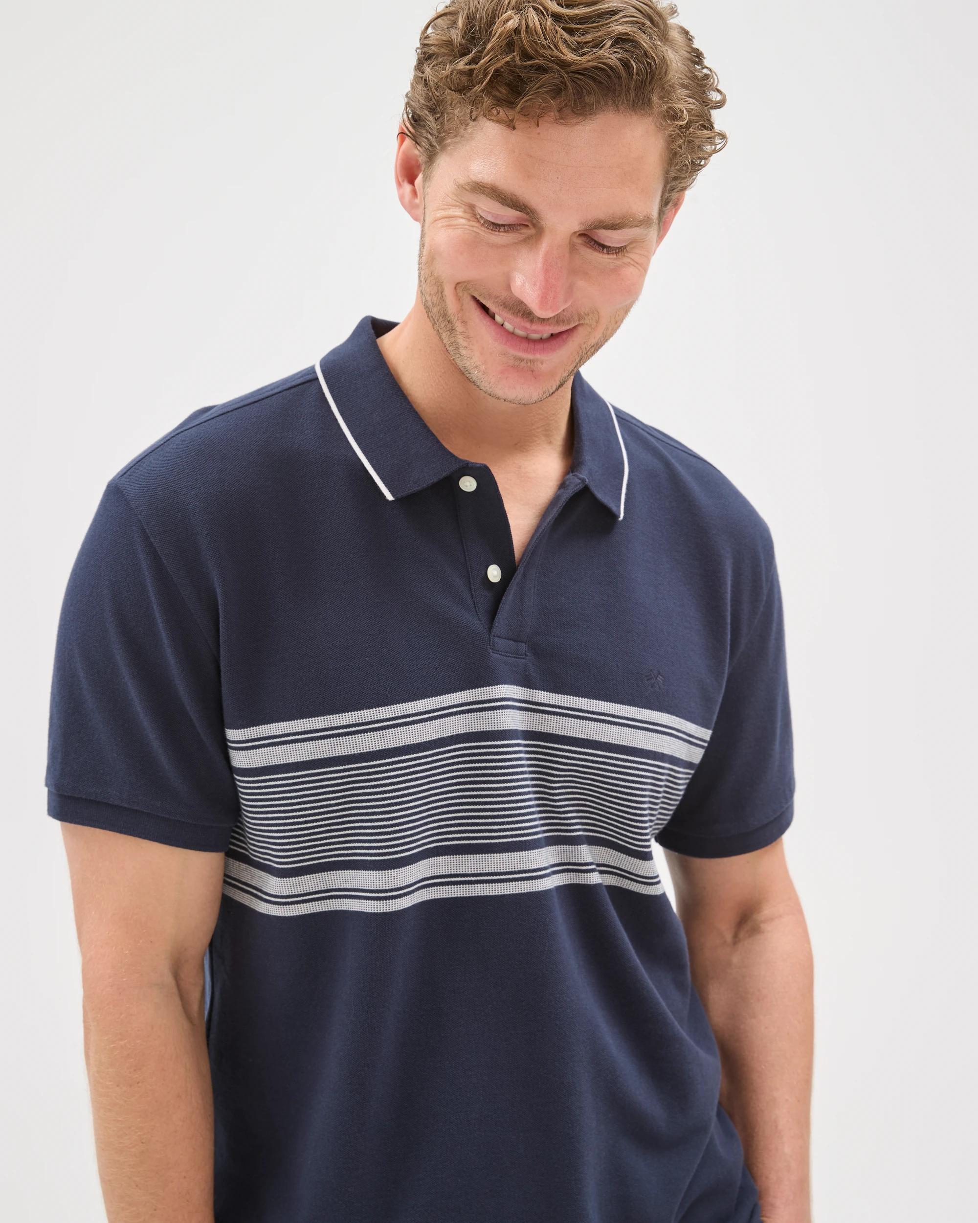 4 Target Man Australian Cotton Panelled Polo Top NAVY, 4 of 7