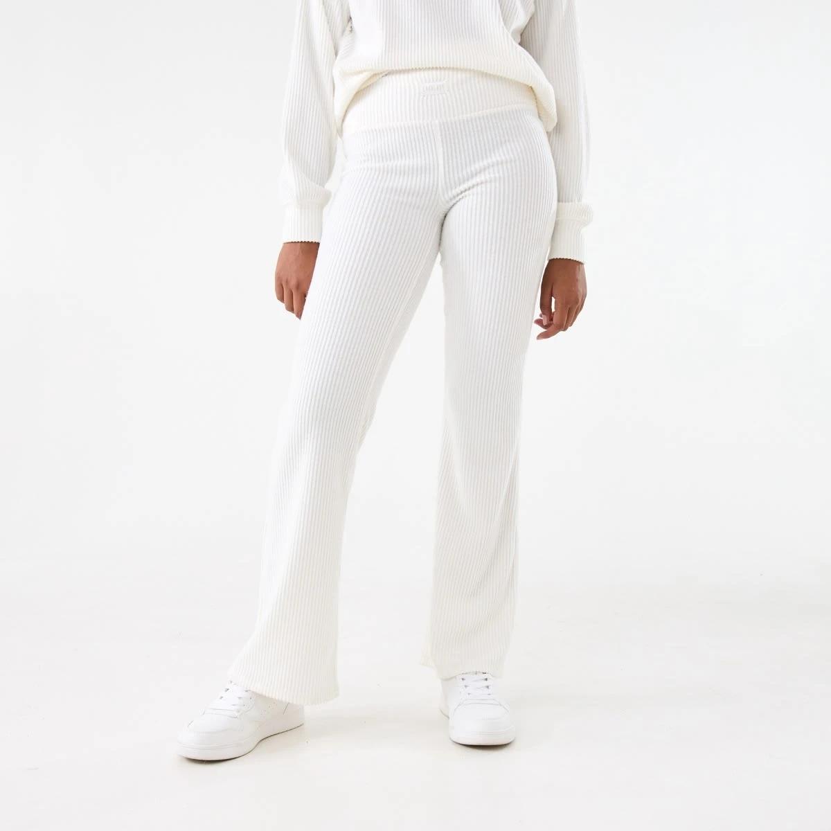 1 Everlast Womens Ribbed Luxe Flare Trackpants Bone, 1 of 5