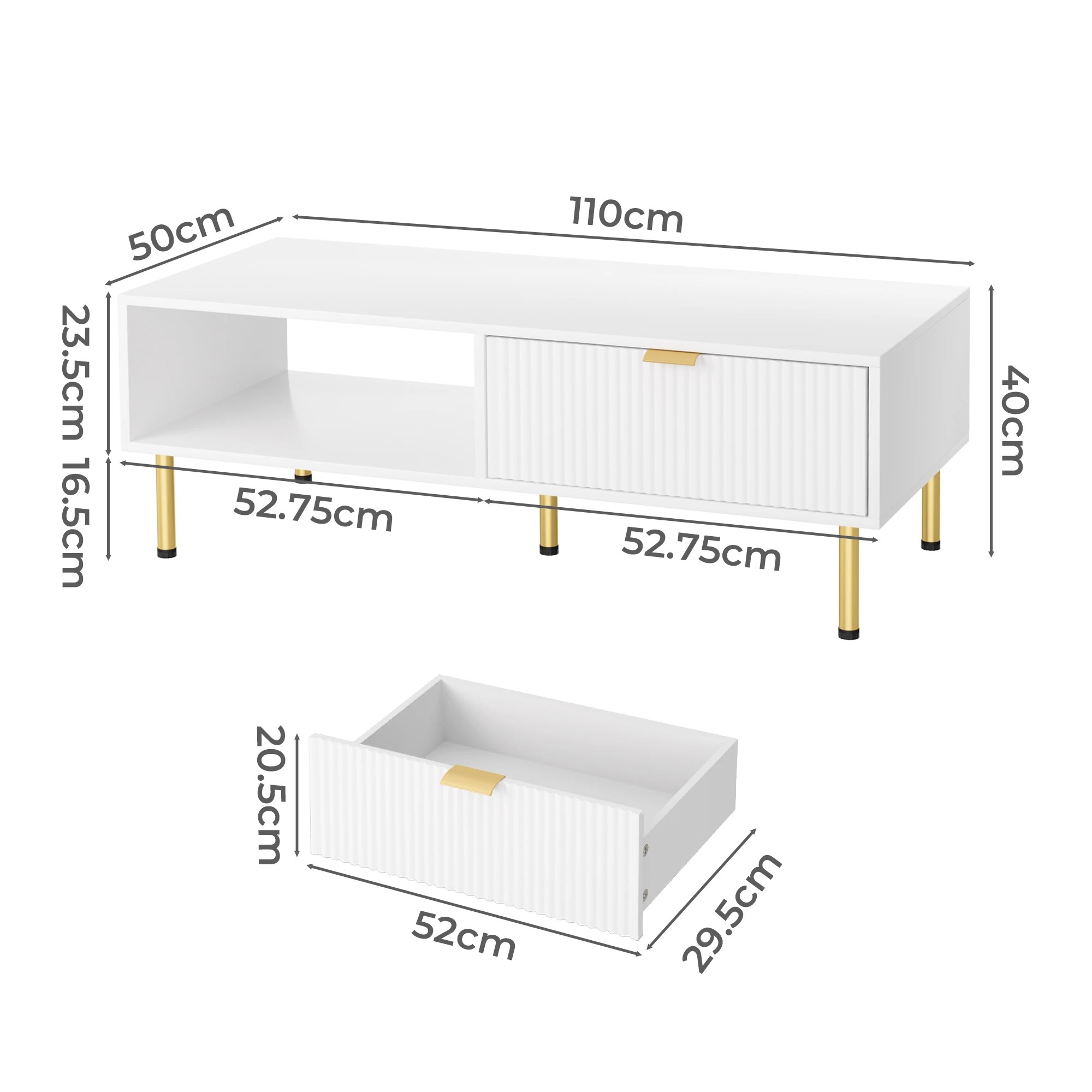 3 Levede 110cm Coffee Table - White, 3 of 7