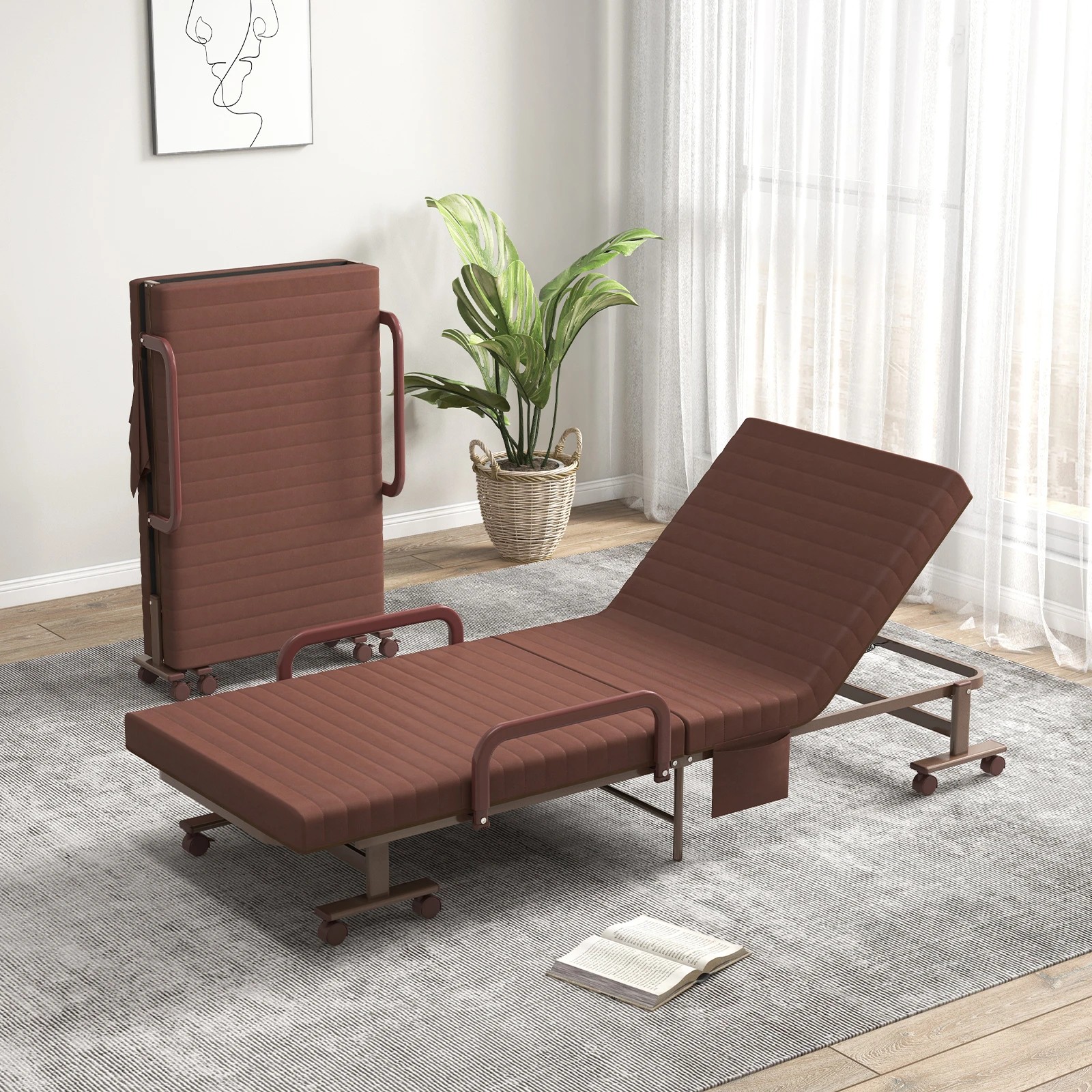 2 Costway Folding Guest Bed w/Mattress Metal Frame Sleeper Bed Home Office Bed, 2 of 4