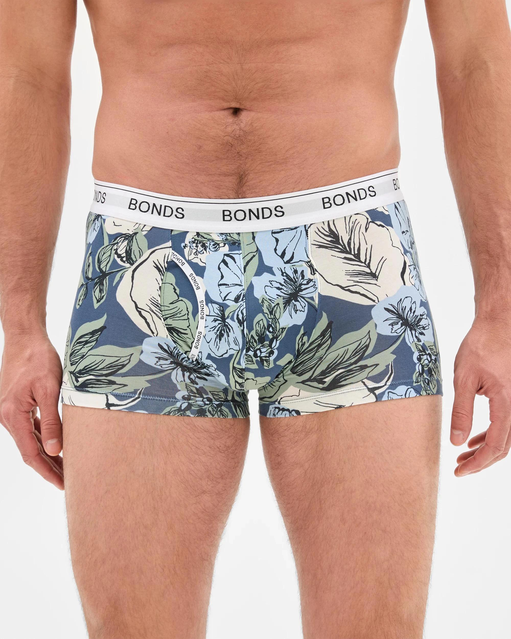3 Men's Guyfront Trunks - Bonds BLUE FLORAL, 3 of 3