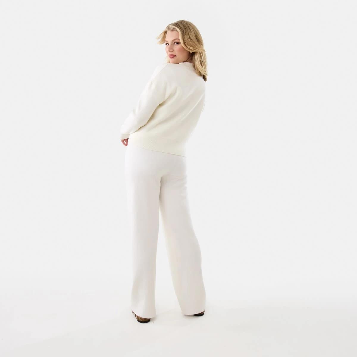 4 Seam Front True Knit Pants Ecru, 4 of 10