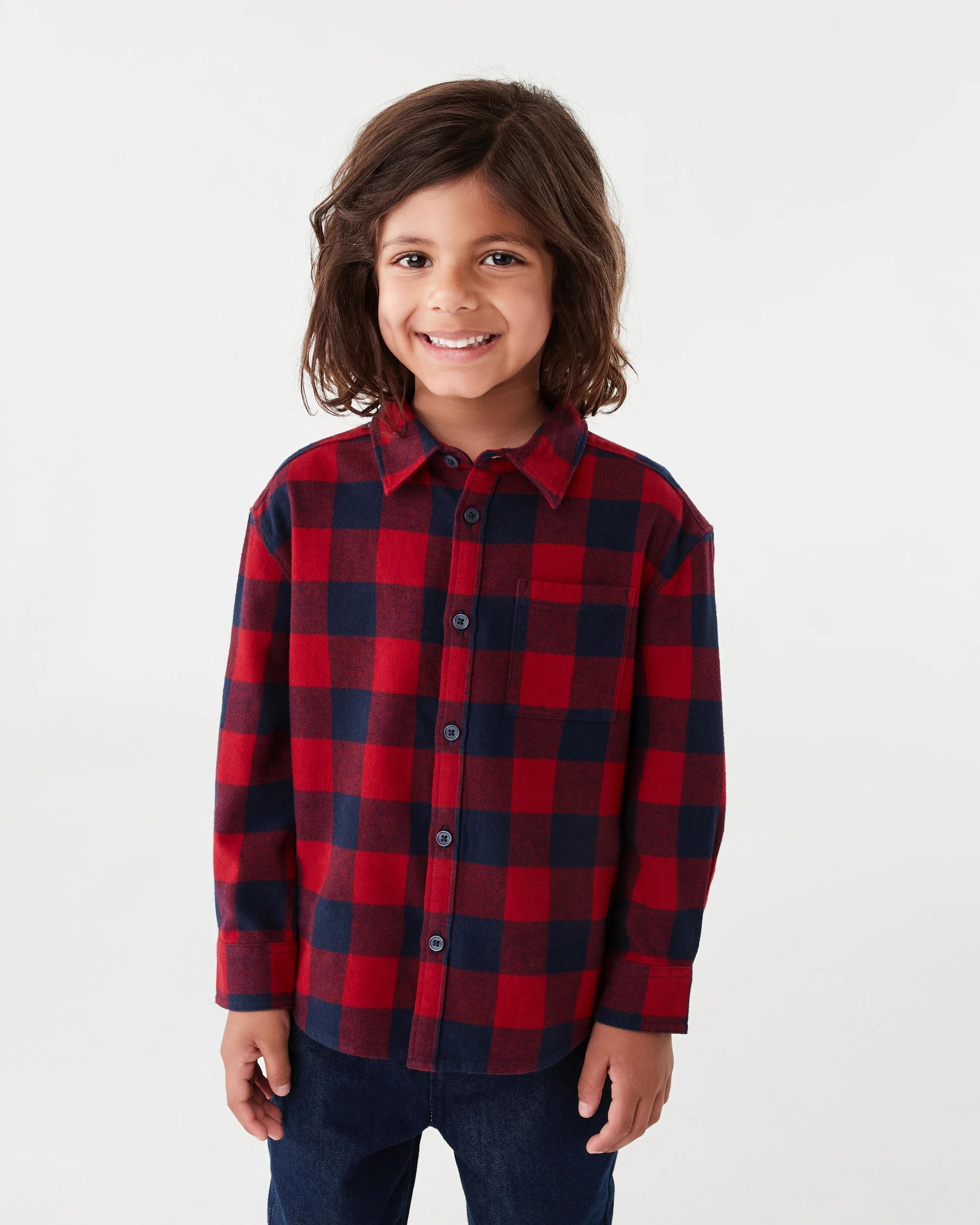 1 Yarn Dye Flannel Shirt Red Check, 1 of 9