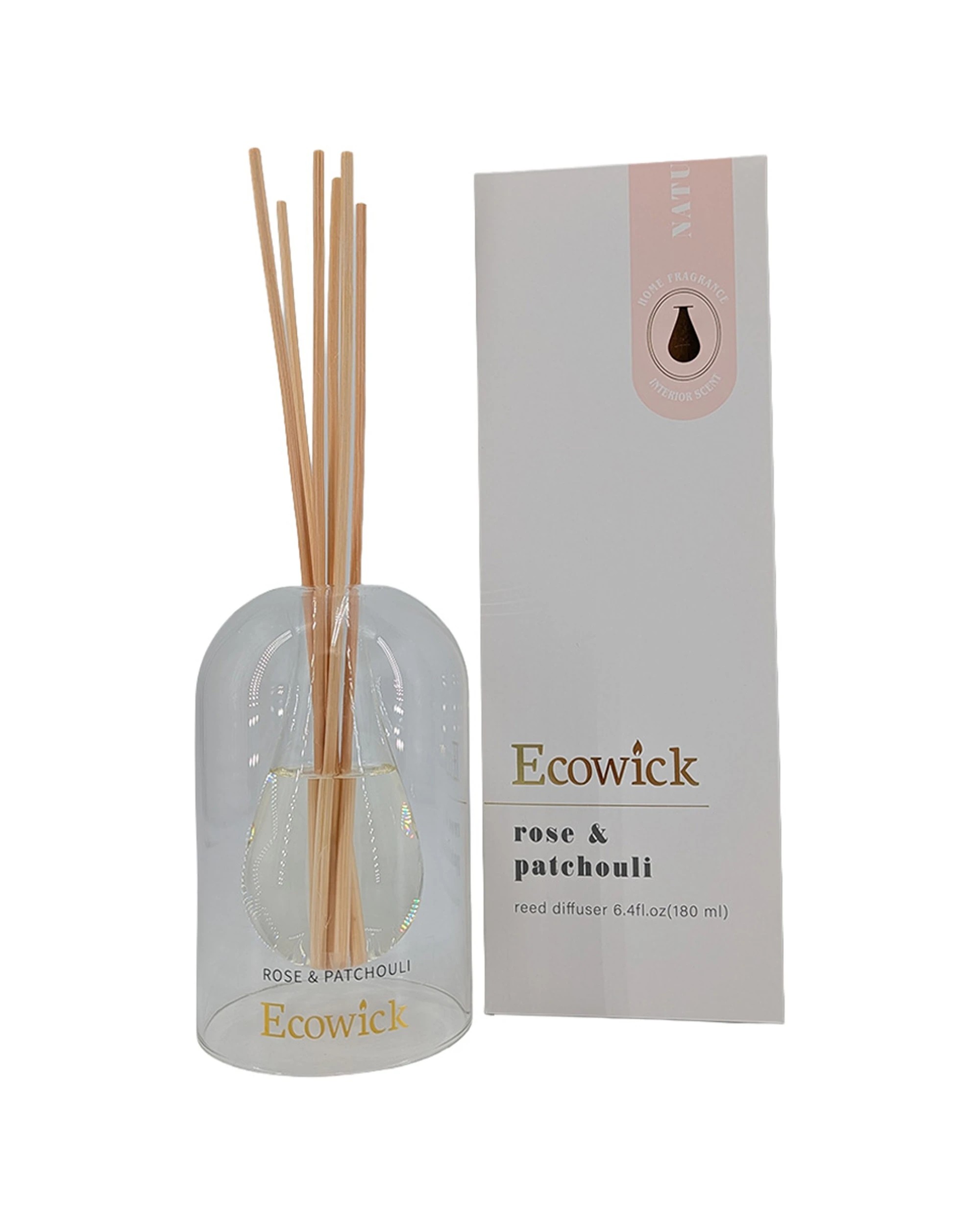 1 Wick2Ware Reed Diffuser Lantern Bottle 180ml Rose & Patchouli Scented Home Fragrance - Natural, 1 of 1
