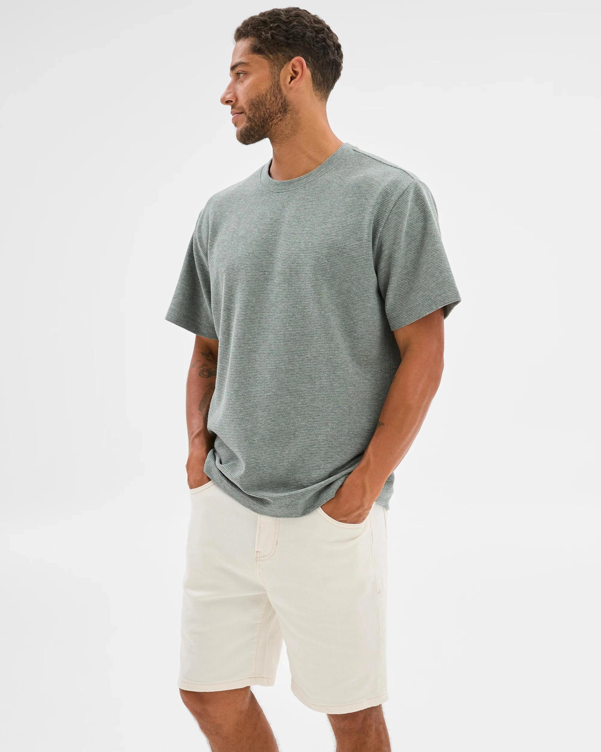 4 Target Australian Cotton Blend Textured T-Shirt GREEN, 4 of 6