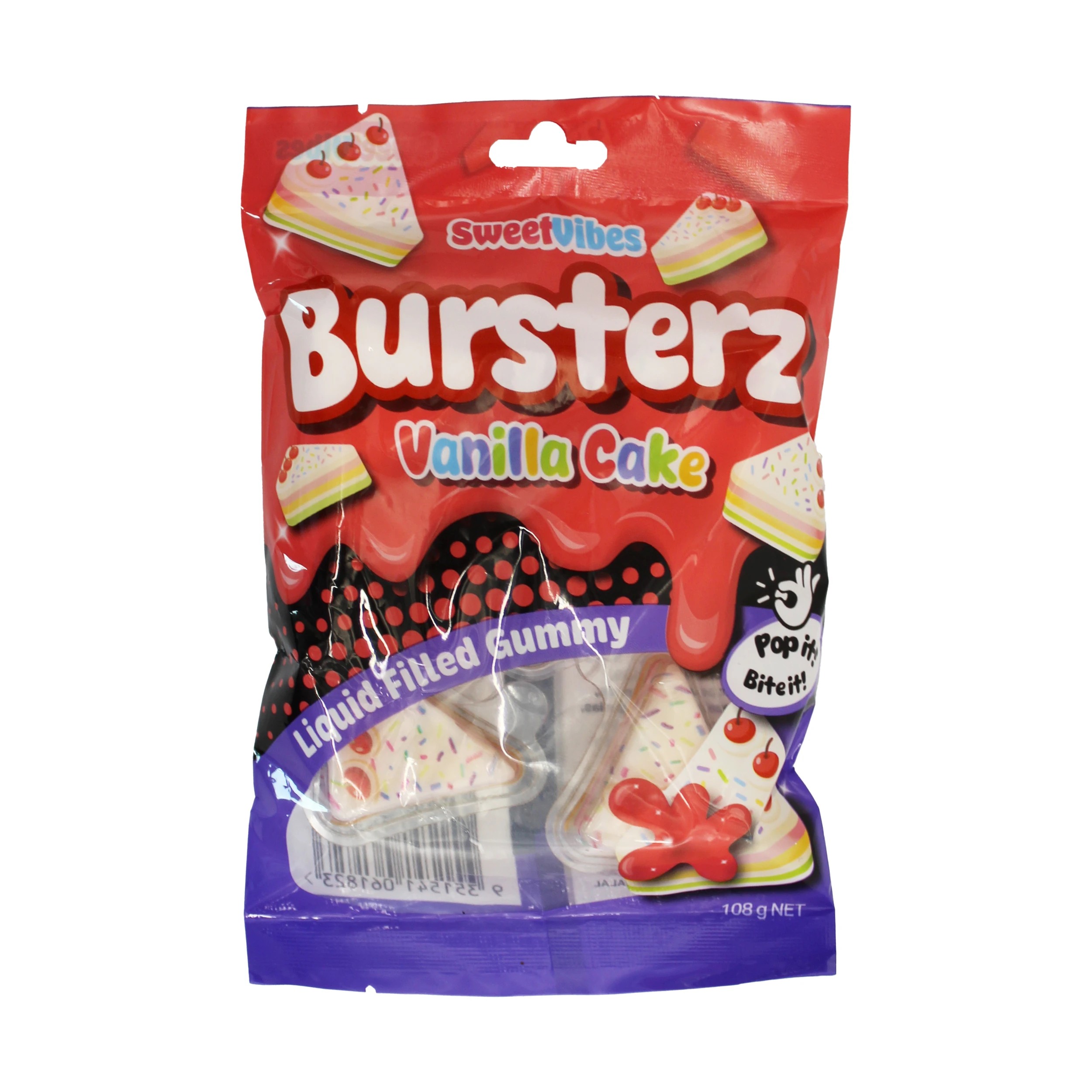 1 SweetVibes Bursterz Liquid Filled Gummies 108g - Vanilla Cake, 1 of 2