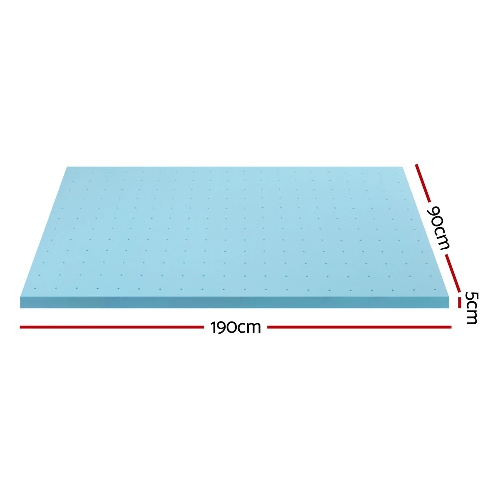 2 Giselle Bedding Memory Foam Mattress Topper Ventilated Cool Gel 5cm Single - Single Bed - Blue, 2 of 7
