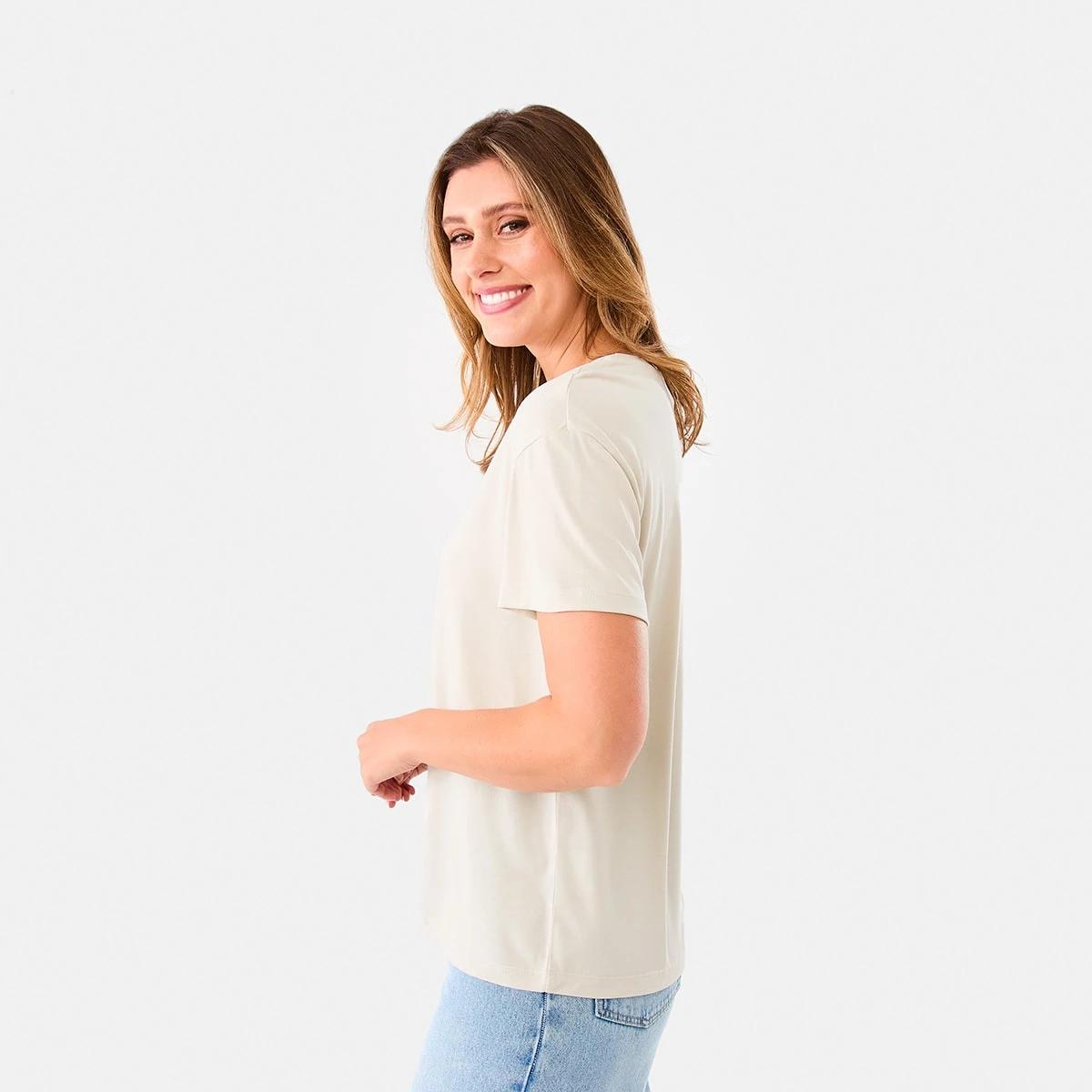 2 Short Sleeve Drape T-shirt Nat Beige, 2 of 6