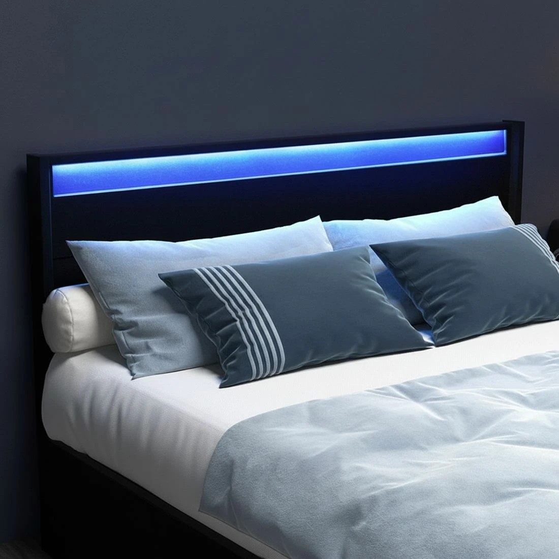 6 Artiss Bed Frame Double Size LED with 4 Drawers  DUNN - Black, 6 of 7