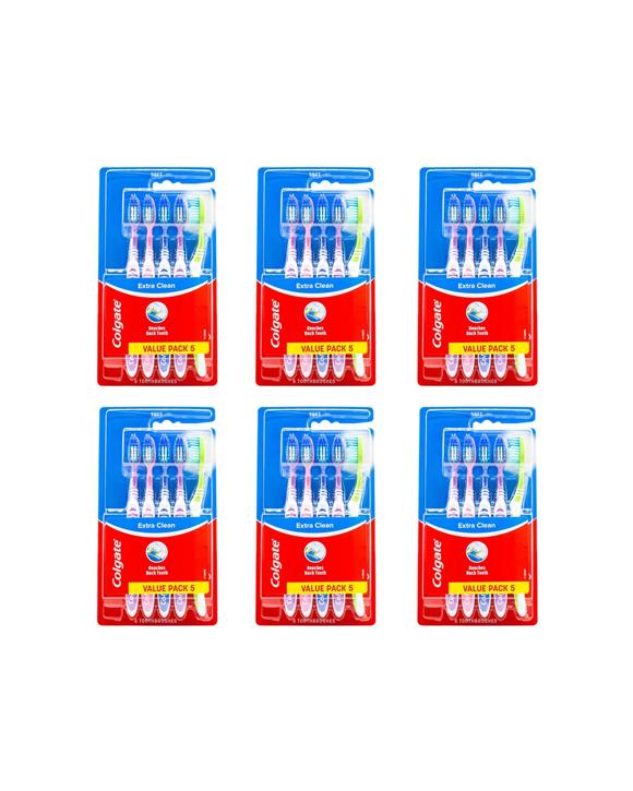 Colgate Toothbrush Extra Clean Soft Bristles 6PK Circular Power Tip Dental Care - Multi
