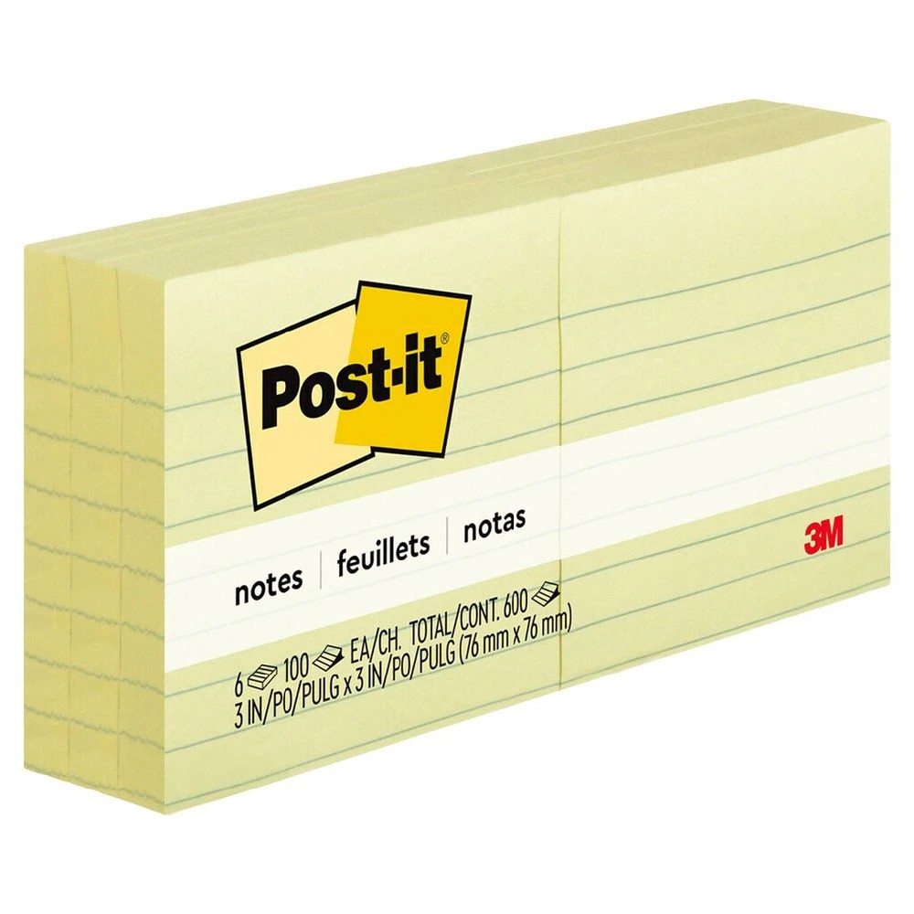 2 Post-it Lined Notes 76 x 76mm Yellow 6 Pack, 2 of 8