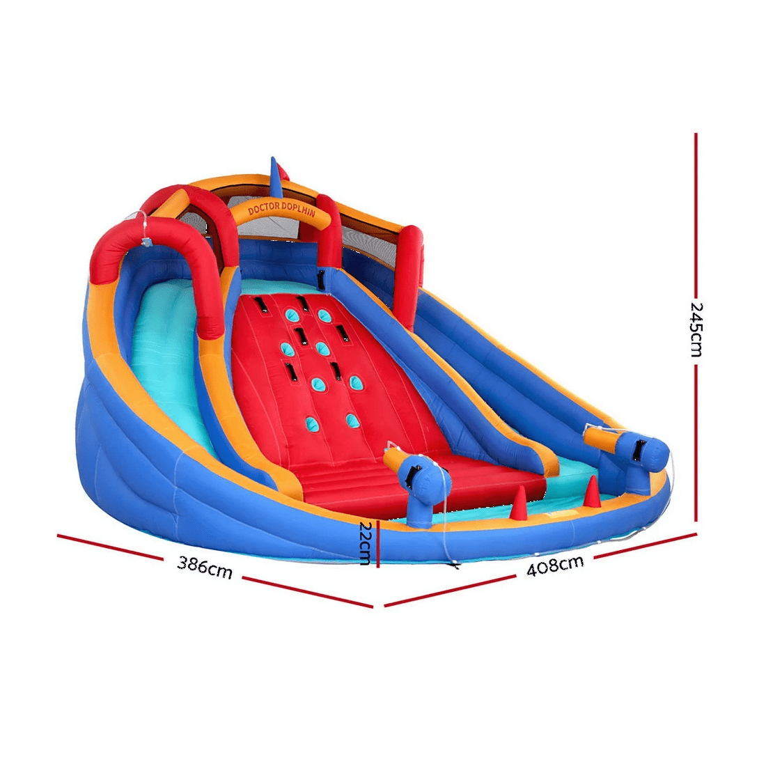 2 Kids Inflatable Pool Water Slide Cannon Splash Park Toss Game 408X386CM - Multi, 2 of 6