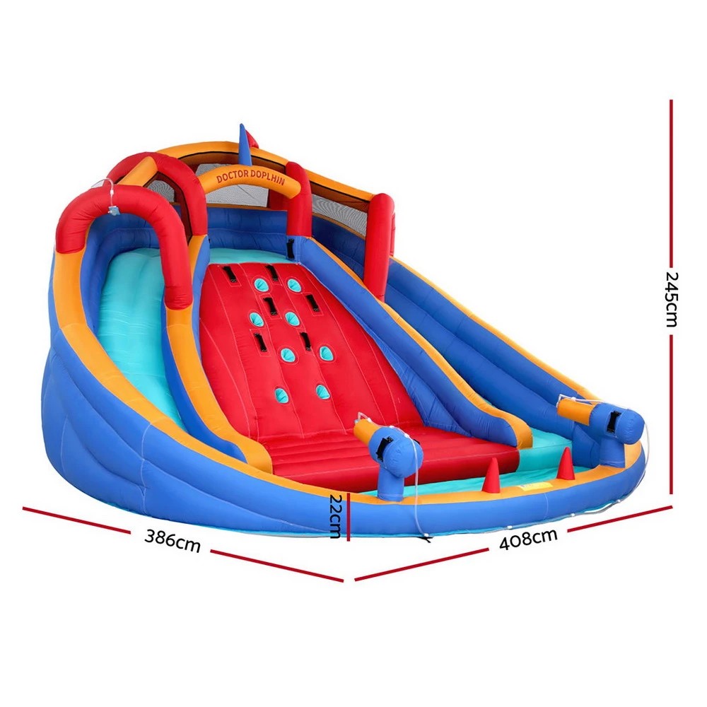 2 Kids Inflatable Pool Water Slide Cannon Splash Park Toss Game 408X386CM - Multi, 2 of 6