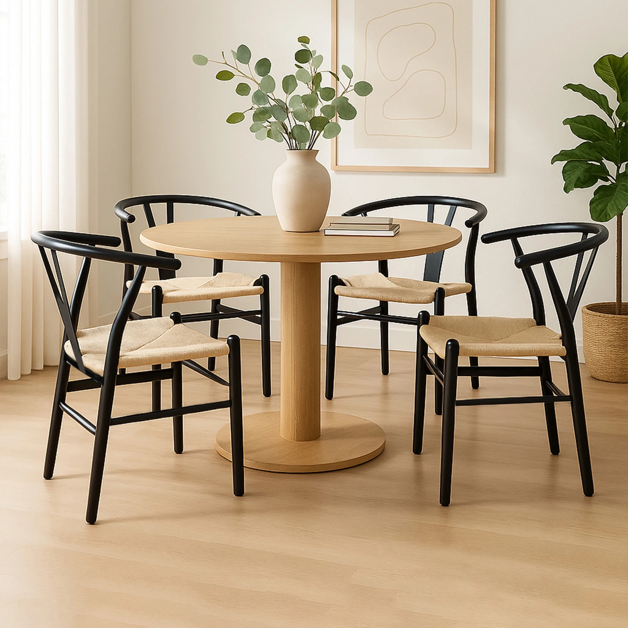 8 Levede 4x Dining Chairs Wooden Hans Wegner Chair Wishbone Chair Cafe Lounge Seat, 8 of 8