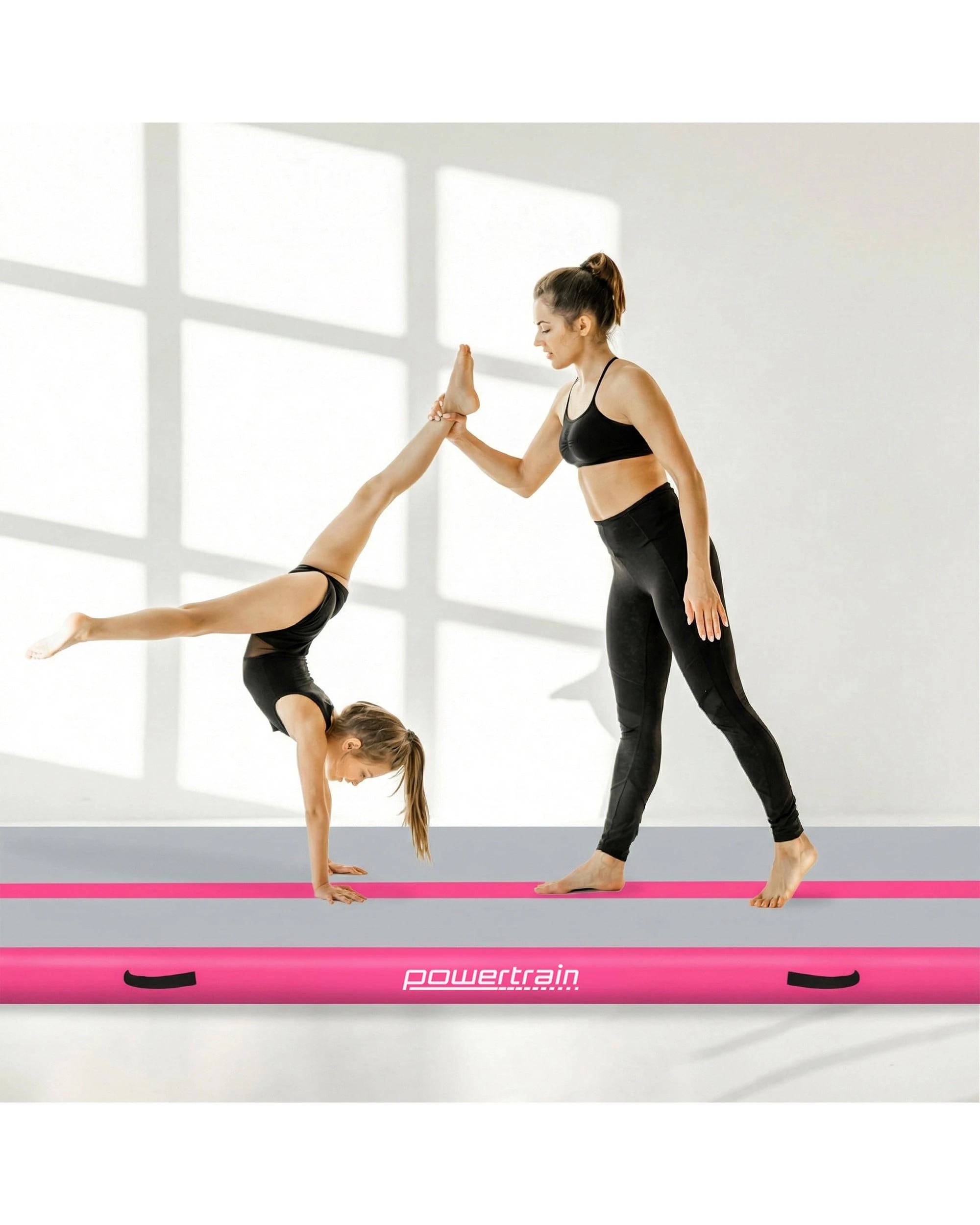 2 Powertrain 7M 20cm Air Track Gymnastics Tumbling Airtrack Exercise Yoga Mat Balance Beam Inflatable - Pink, 2 of 5