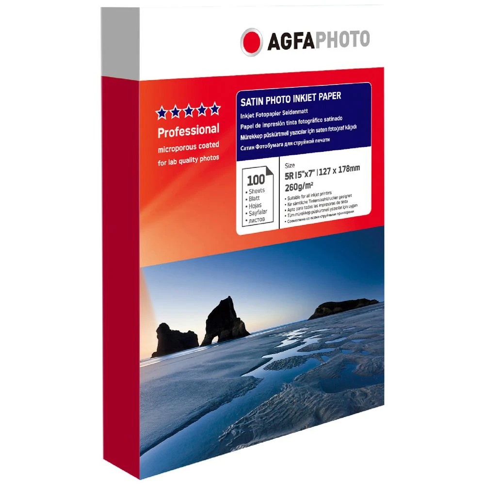 1 AGFA 5 x 7" Satin Photo Paper Inkjet 260gsm 100 Pack, 1 of 1