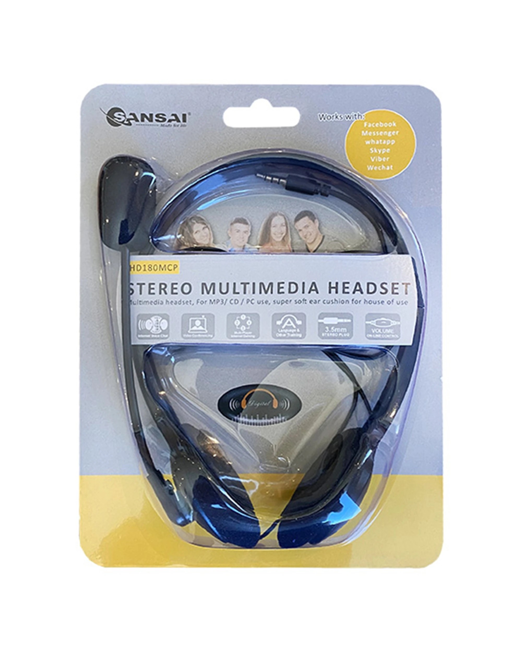 4 Sansai 2PK Stereo 3.5mm Headset Headphones with Microphone for Computer PC - Black, 4 of 4