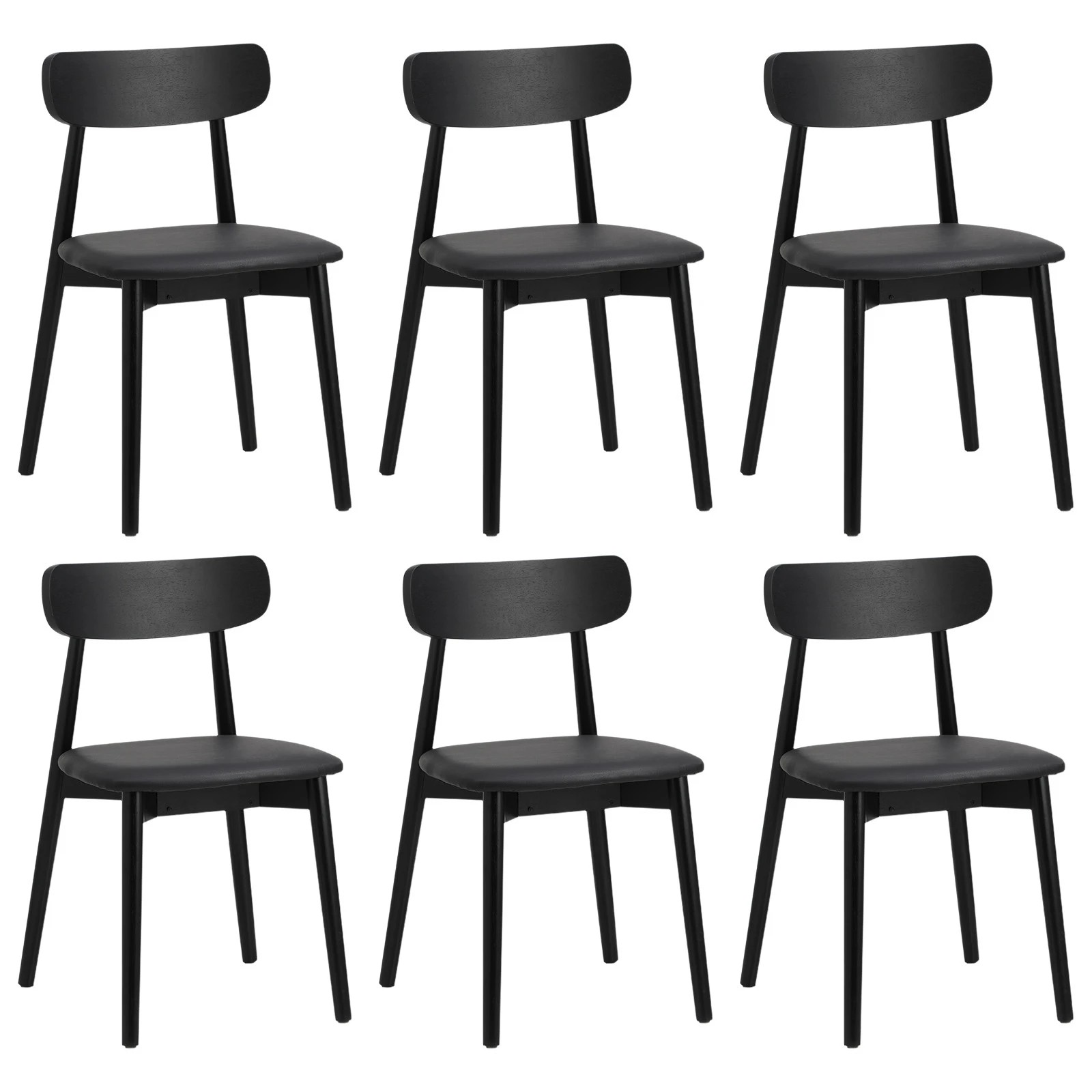 1 Oikiture 6x Dining Chairs Kitchen Chair Pu Leather Solid Wood Cafe Lounge
 - Black, 1 of 10