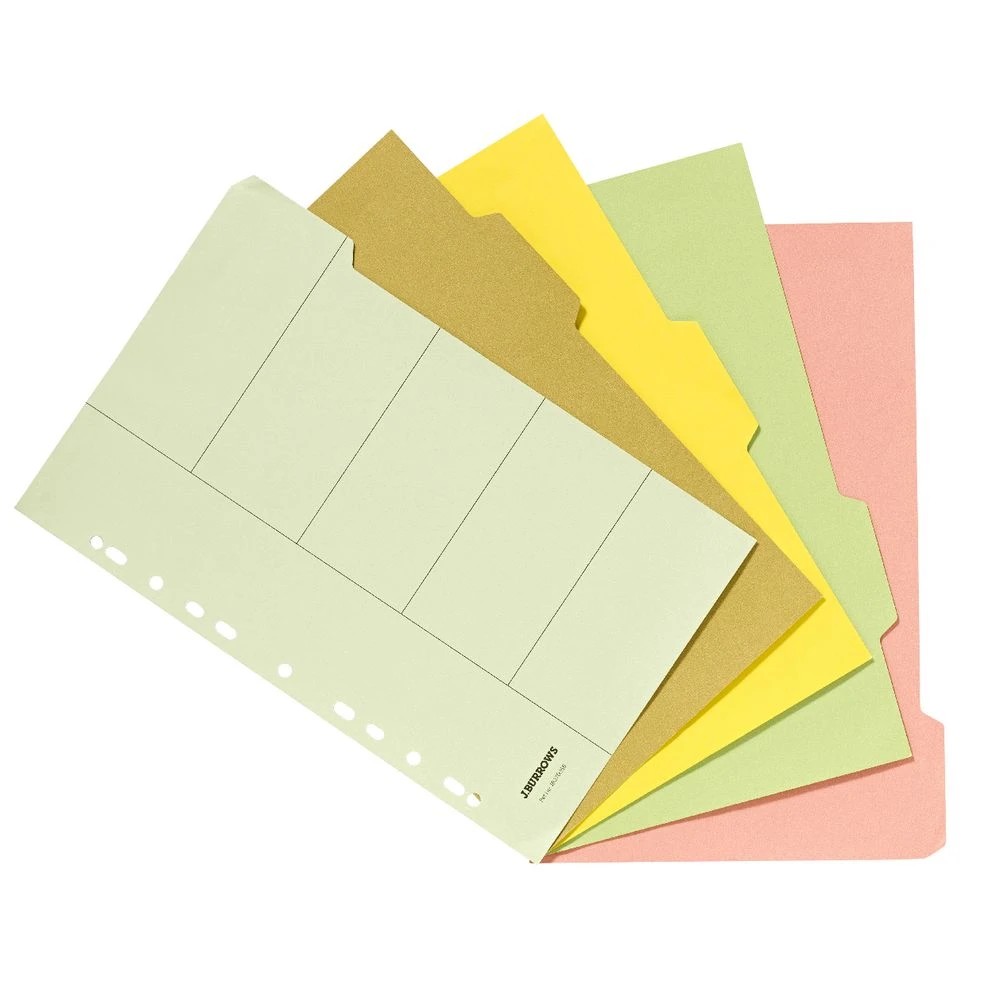 2 J.Burrows Foolscap 5 Tab Dividers Pastel, 2 of 3