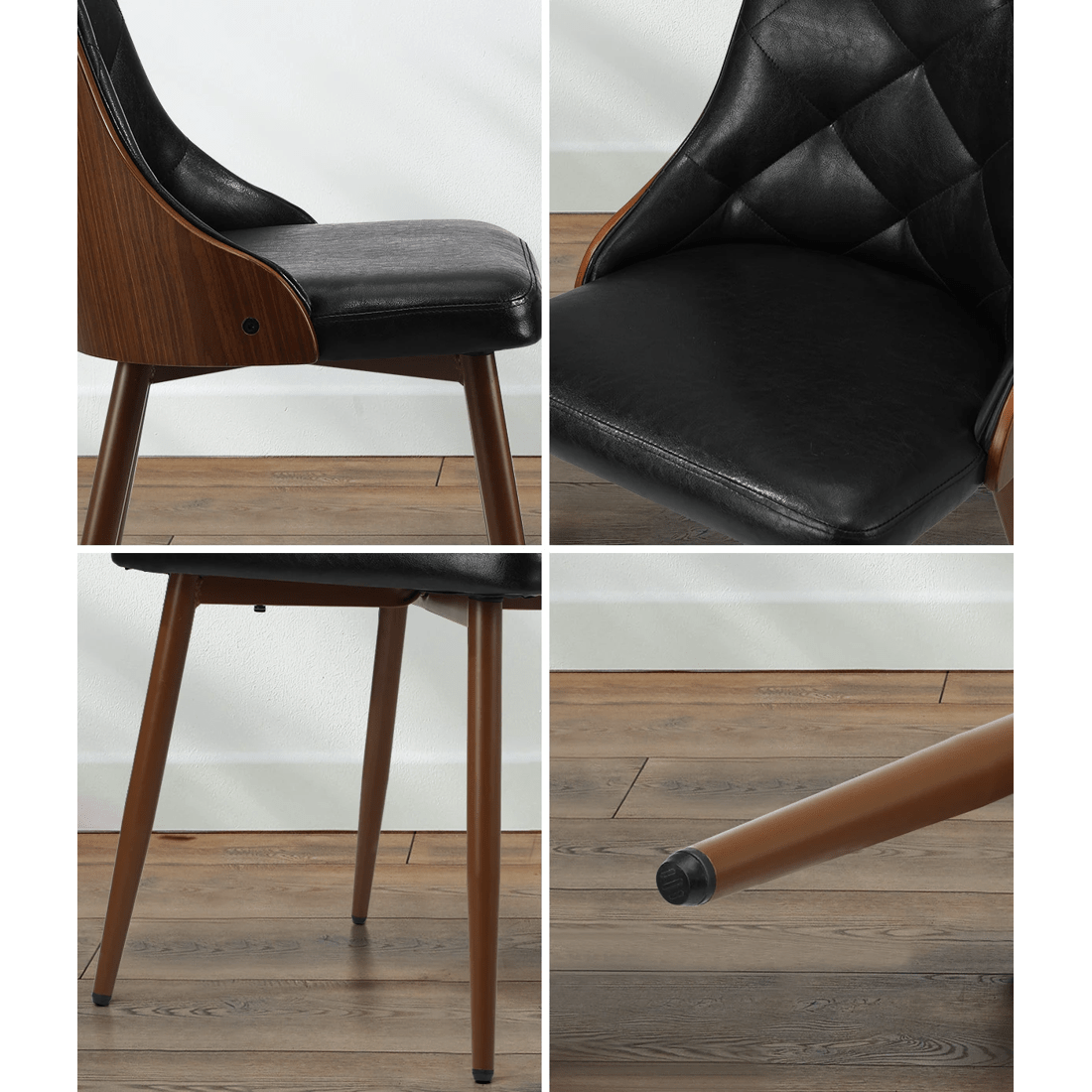 4 Oikiture 2x Dining Chairs Kitchen Lounge Cafe Seat Retro Pu Leather
 - Black, 4 of 10