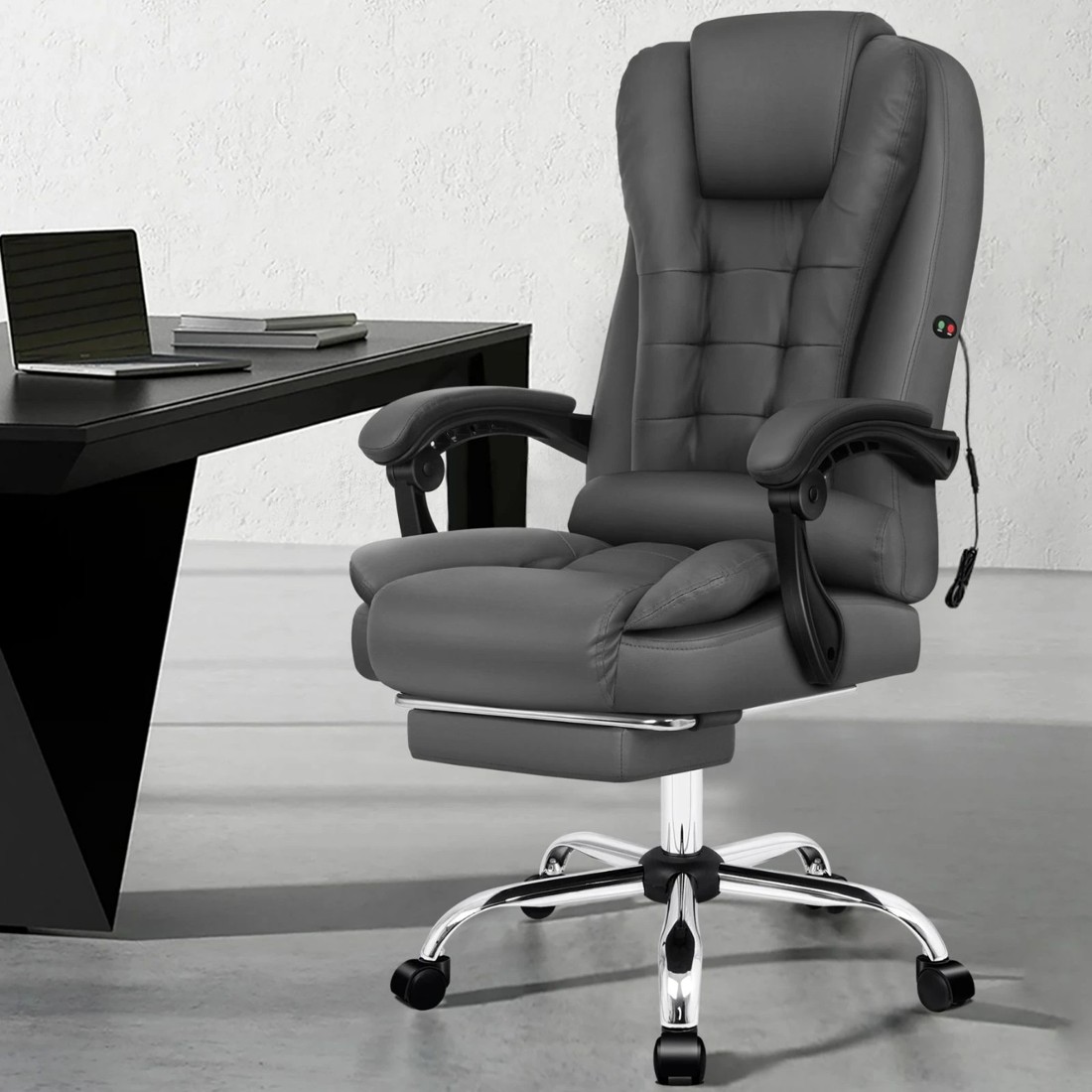 2 Alfordson Massage Office Chair Executive Seat Gaming Recliner Computer Racer - Grey, 2 of 10